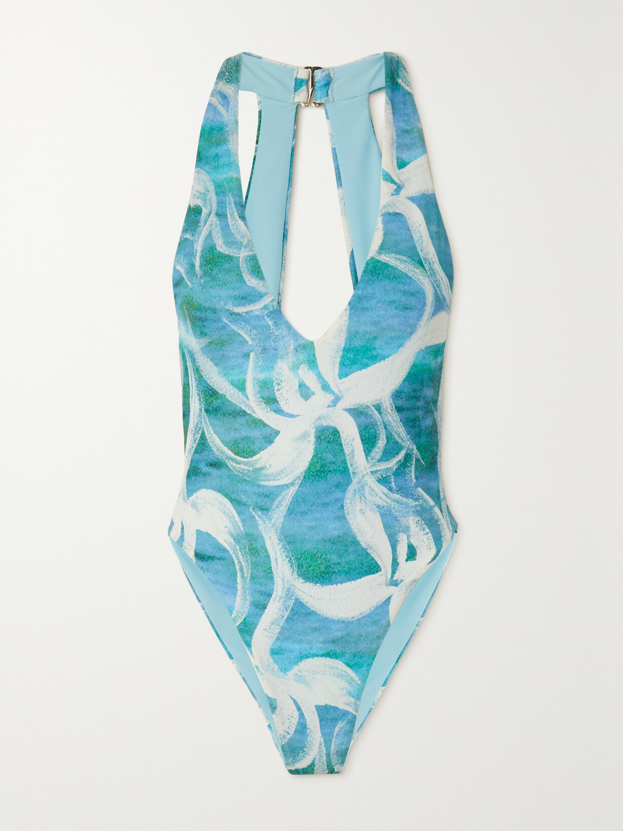 Louisa Ballou High Sea Open-back Printed Swimsuit - Blue