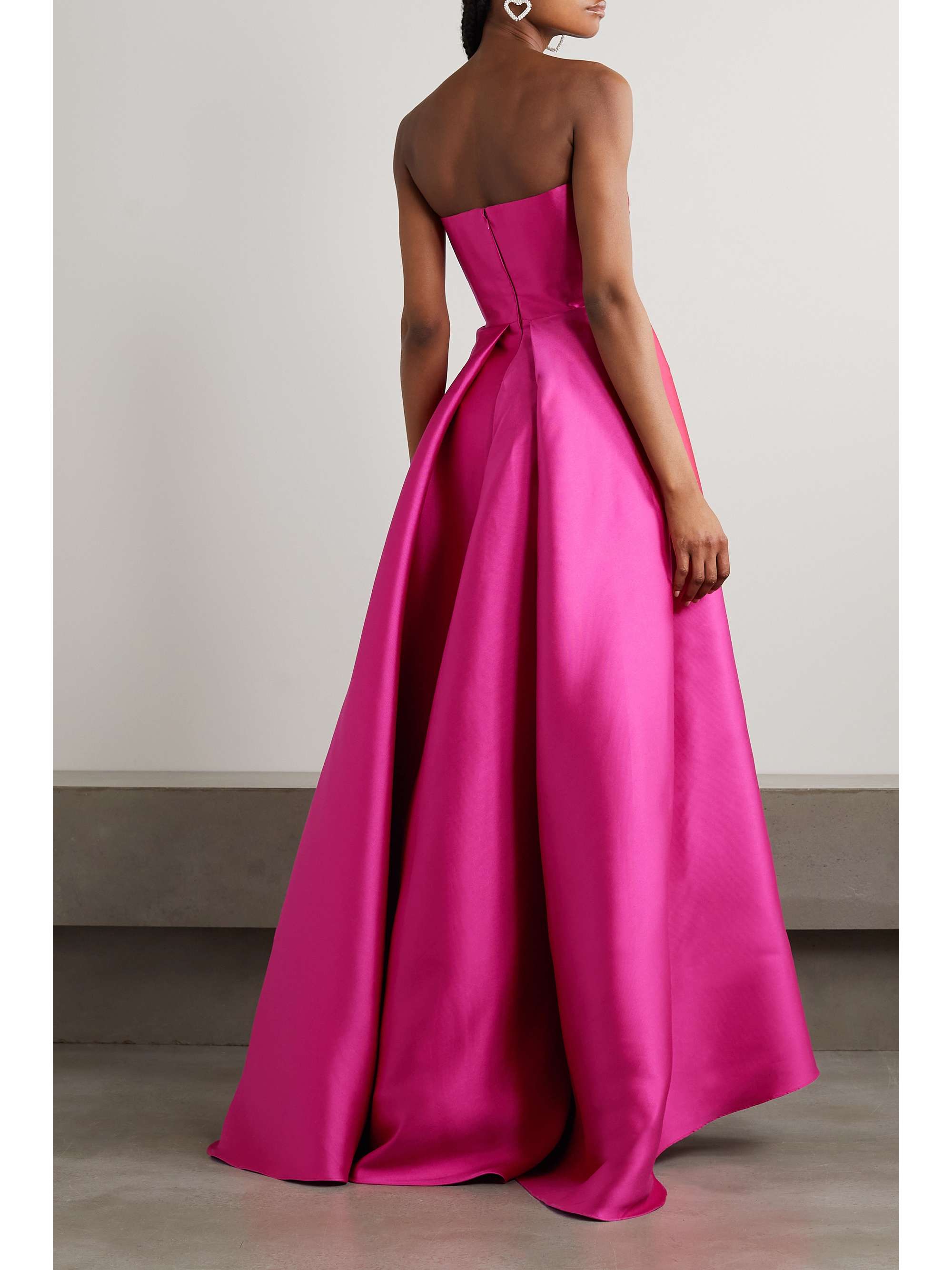 SOLACE LONDON Tiffany strapless pleated satin-twill gown