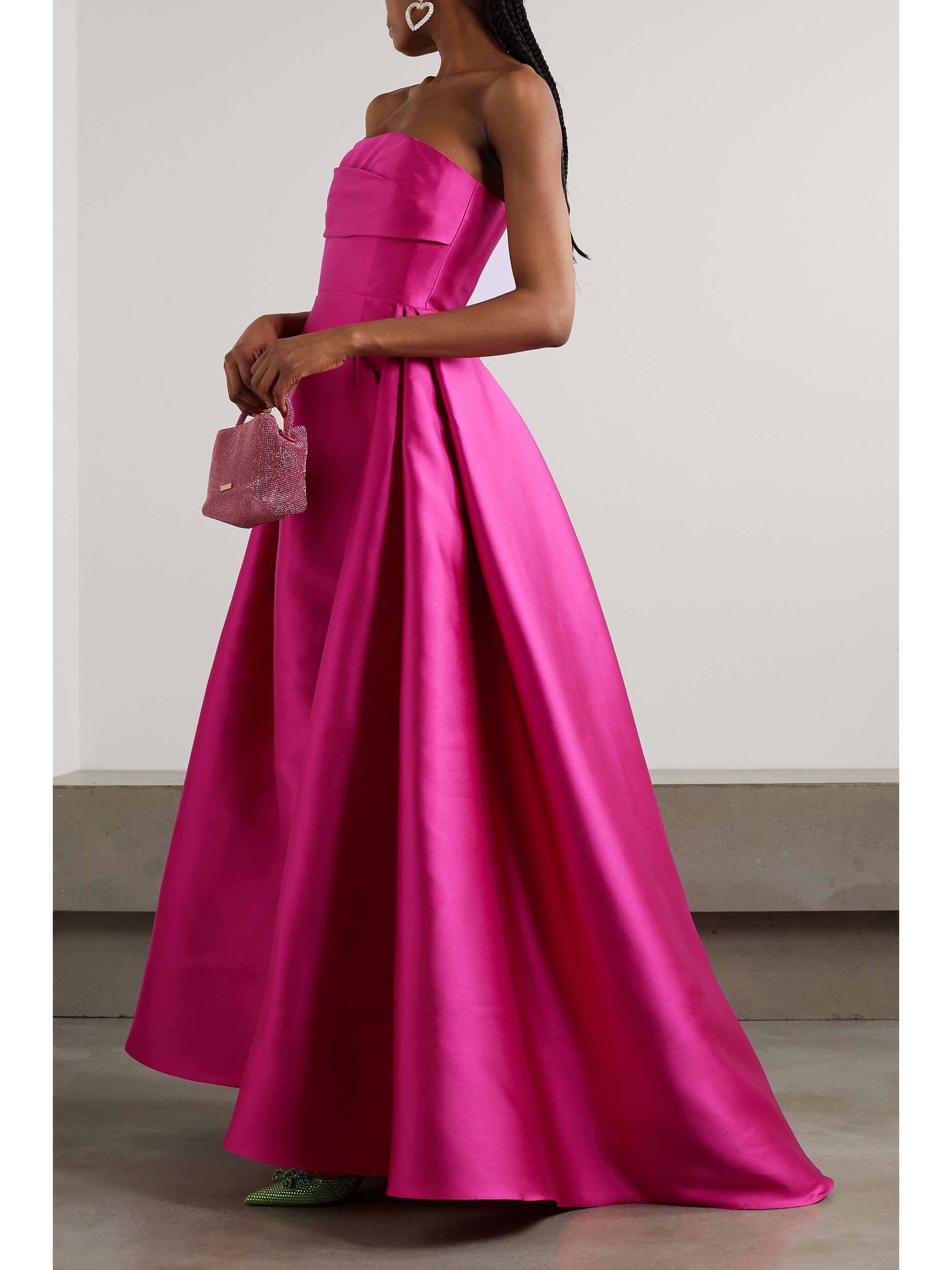 SOLACE LONDON Tiffany strapless pleated satin-twill gown
