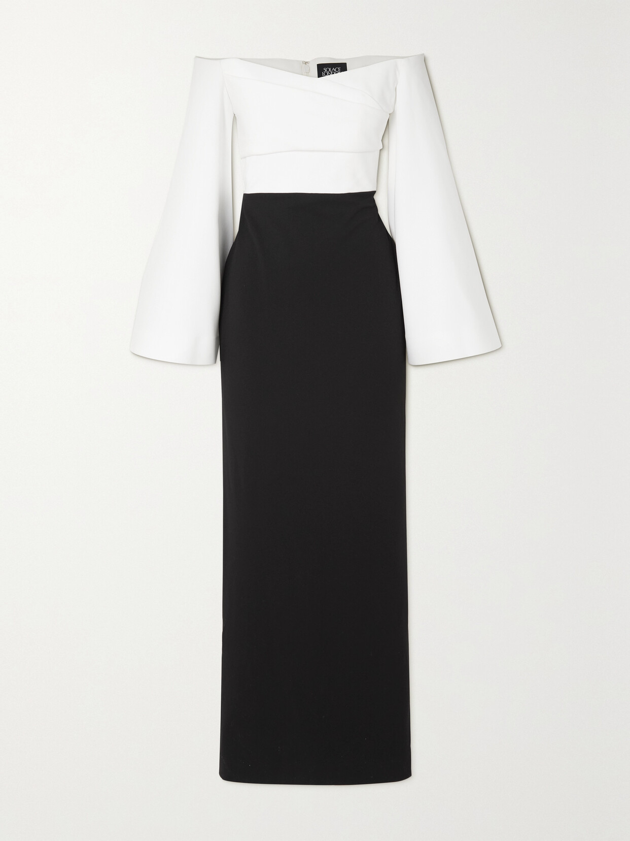 Solace London Eliana Off-the-shoulder Two-tone Stretch-crepe Maxi Dress - Multi