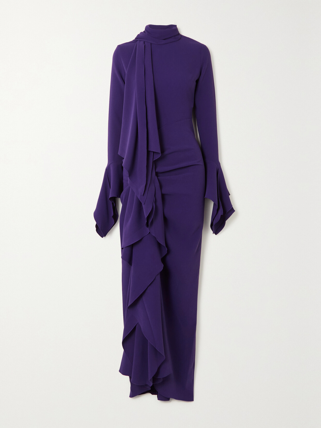 Solace London - Nella Draped Ruffled Crepe Maxi Dress - Purple