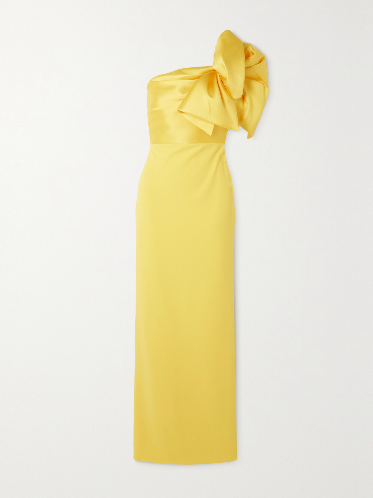 Solace London - Iyana Bow-embellished One-shoulder Satin And Crepe Maxi Dress - Yellow