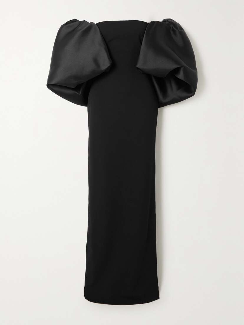 Solace London Pia Off-the-shoulder Stretch-crepe And Faille Maxi Dress