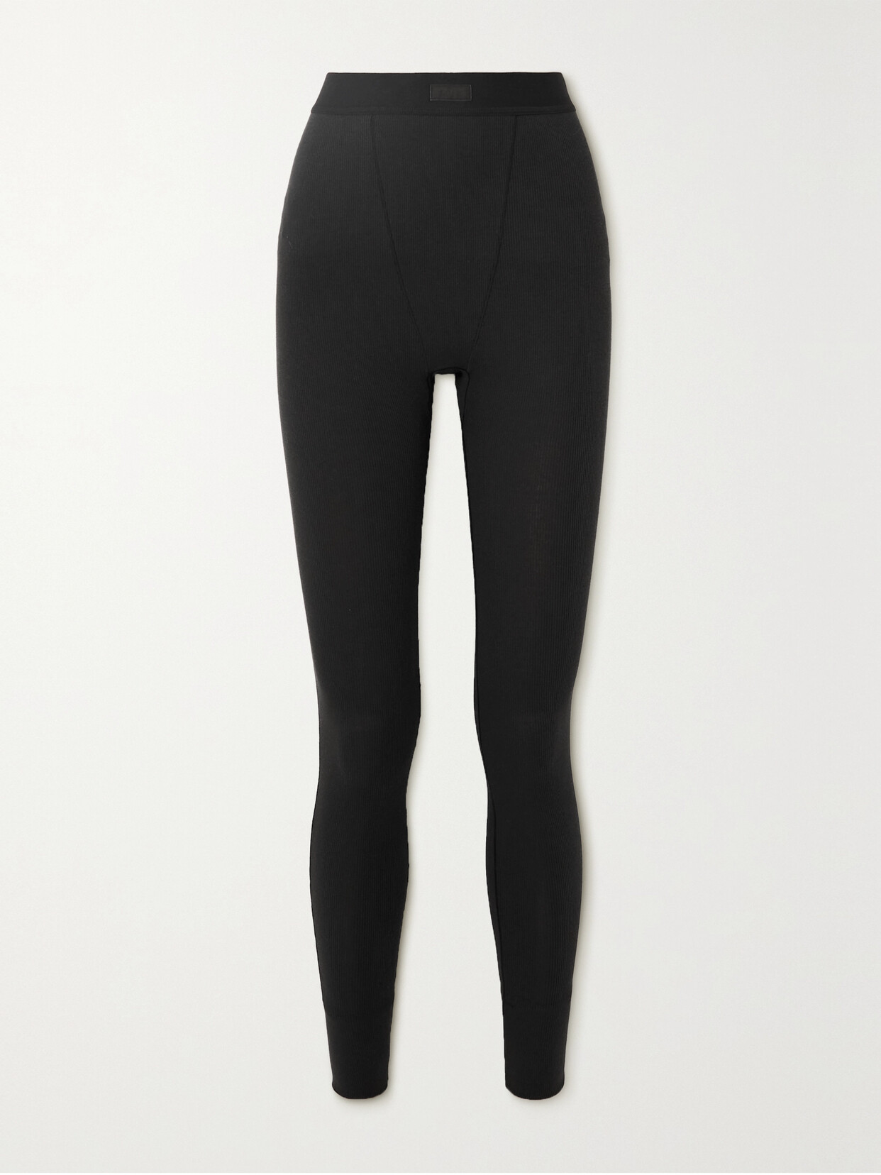 Skims Ribbed Cotton-blend Leggings In Black