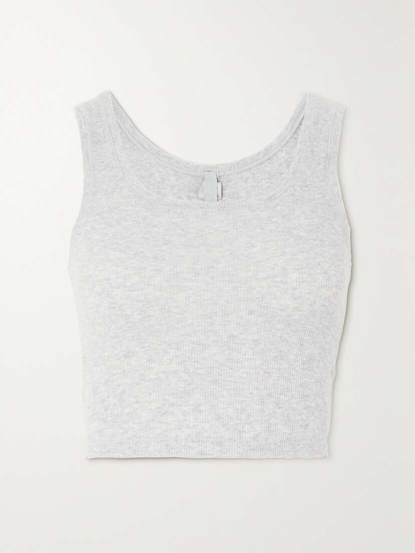 Skims Ribbed Cotton-blend Jersey Tank - Light Heather Grey