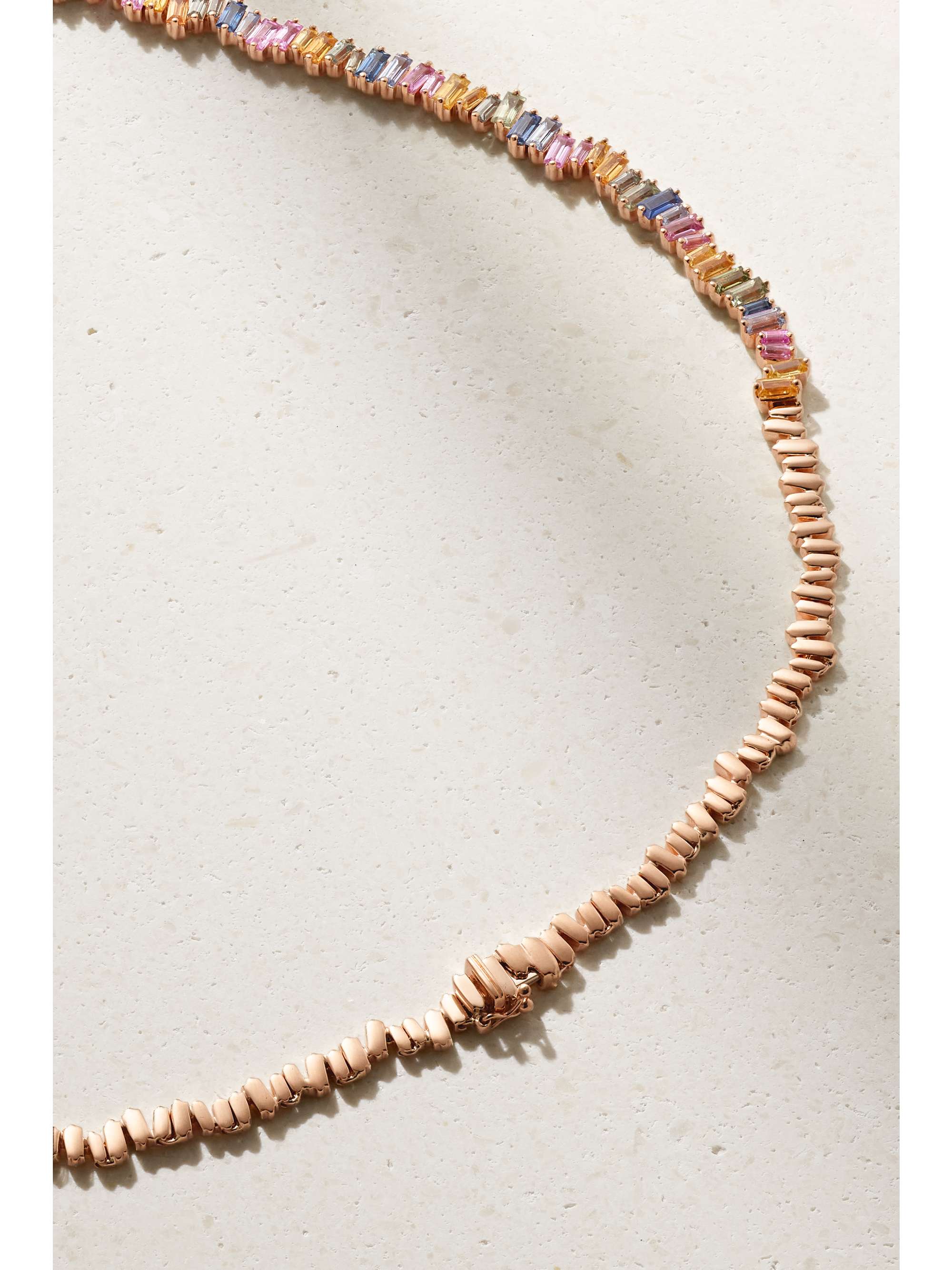 SUZANNE KALAN 18-karat rose gold sapphire necklace