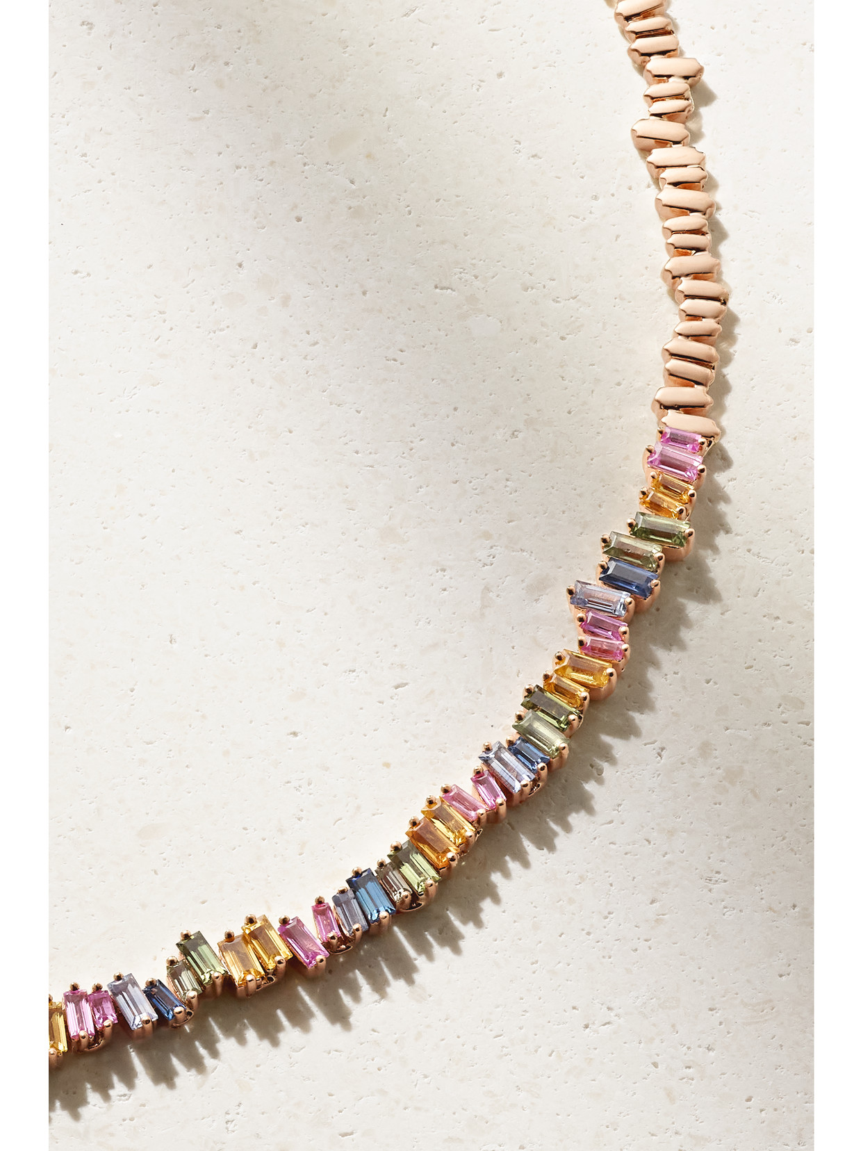 Shop Suzanne Kalan 18-karat Rose Gold Sapphire Necklace