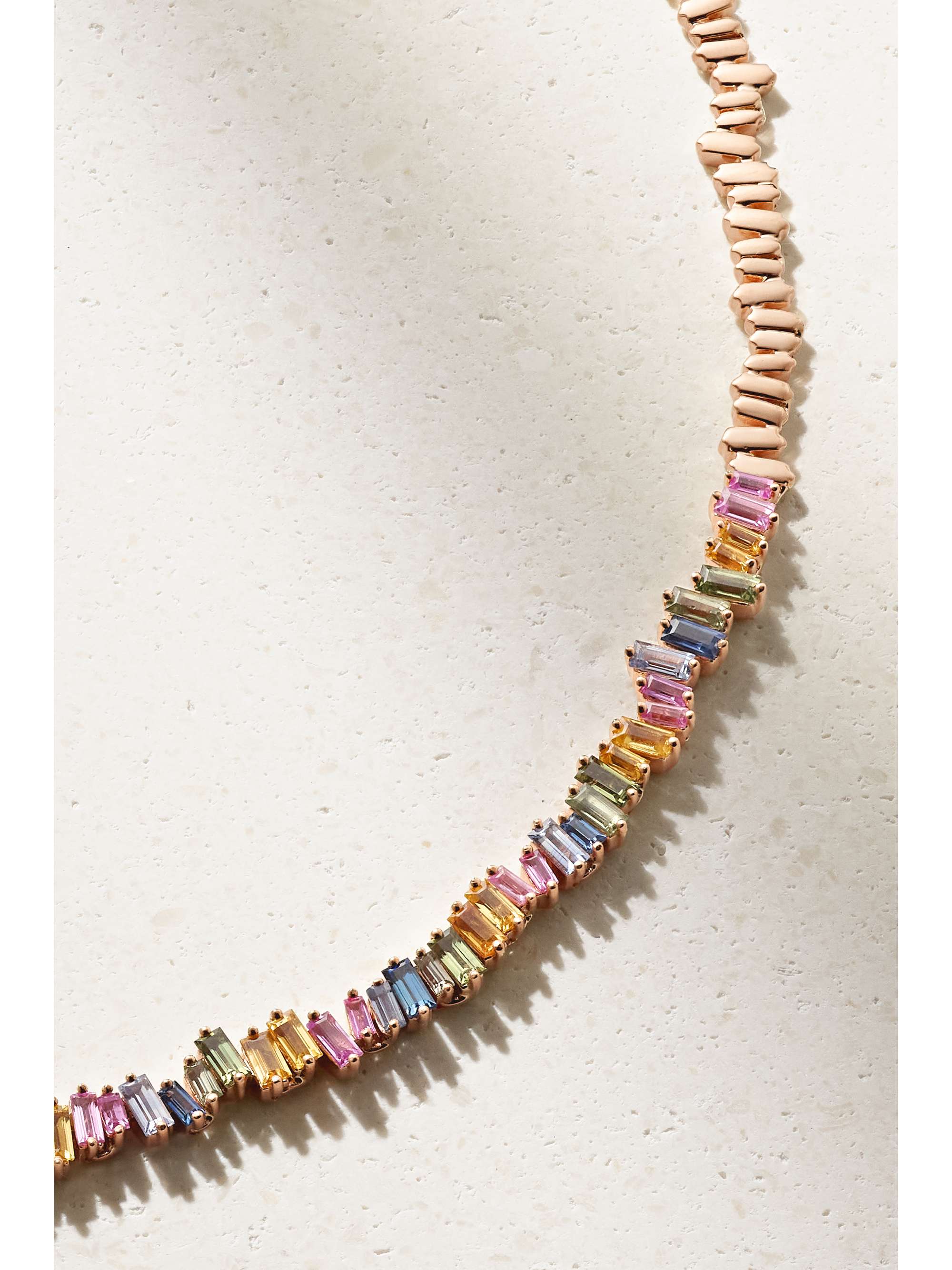 SUZANNE KALAN 18-karat rose gold sapphire necklace