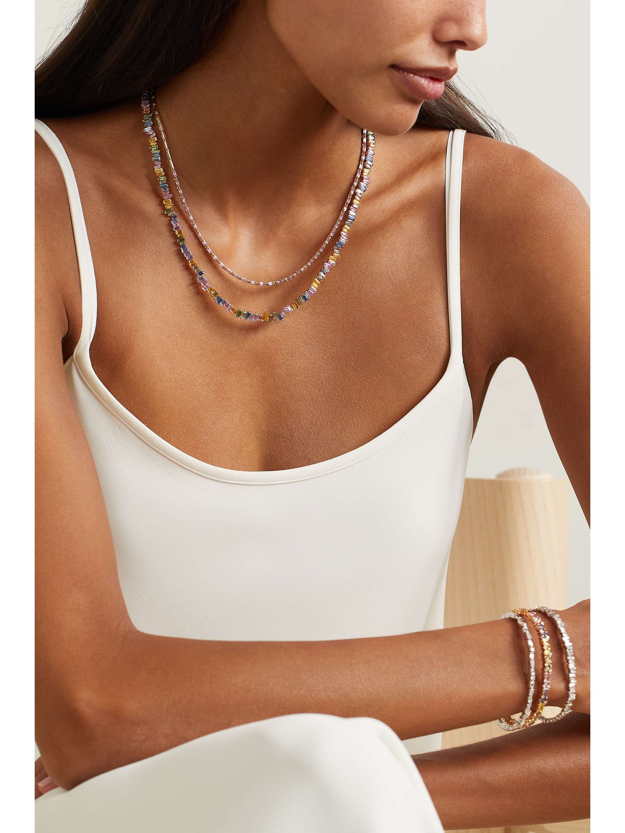 SUZANNE KALAN 18-karat rose gold sapphire necklace