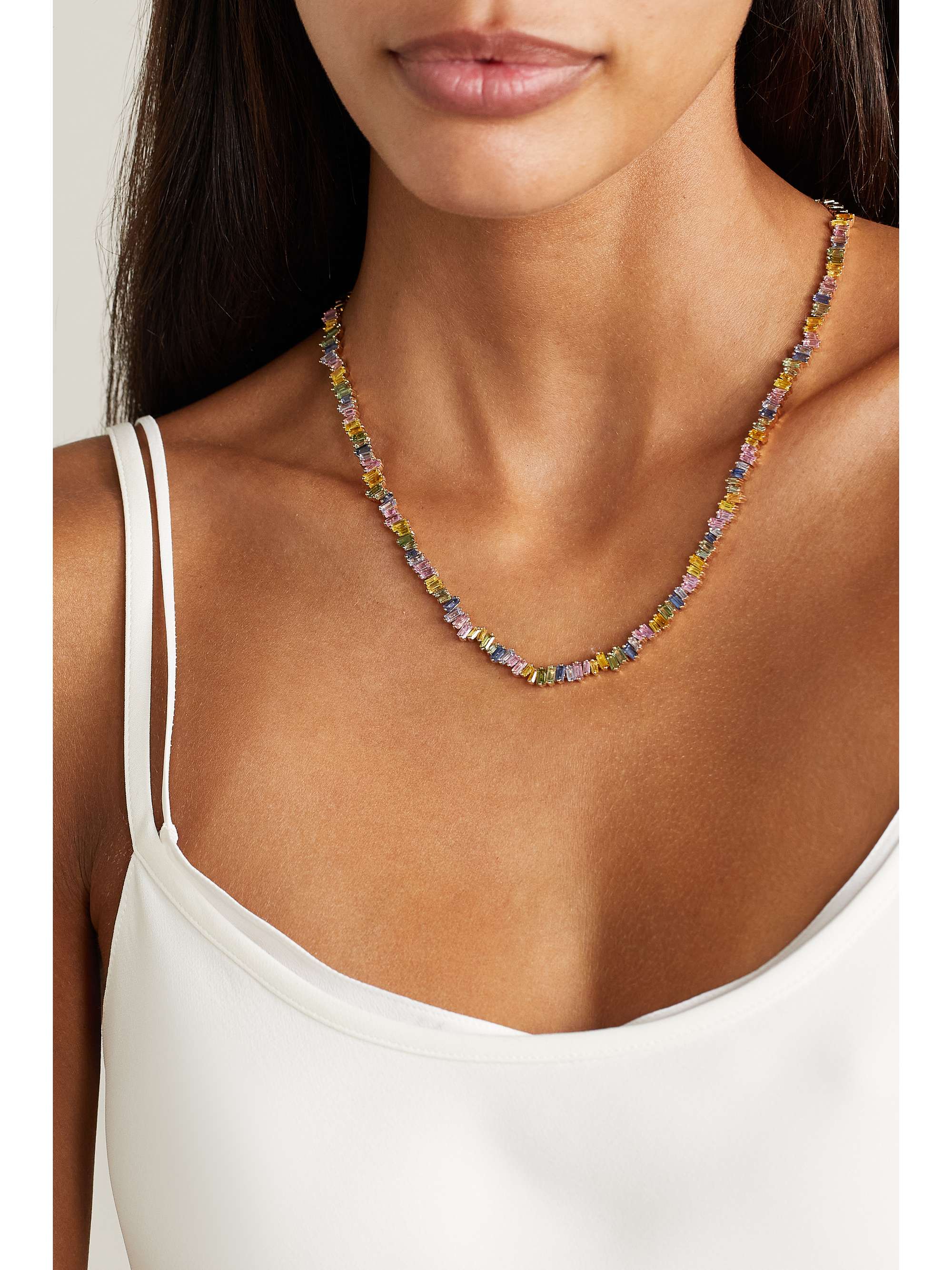 SUZANNE KALAN 18-karat rose gold sapphire necklace