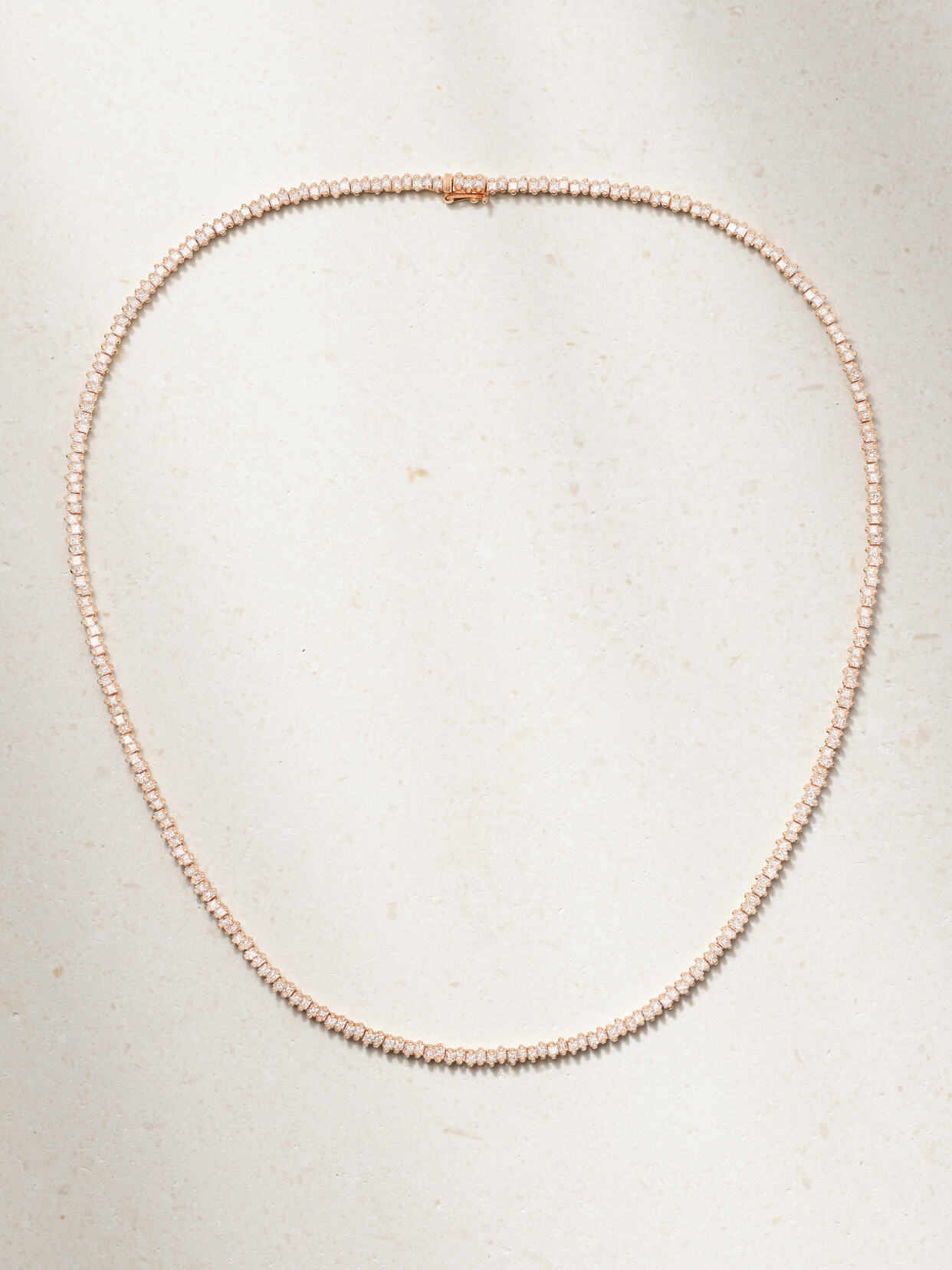 Suzanne Kalan - 18-karat Rose Gold Diamond Tennis Necklace - One size