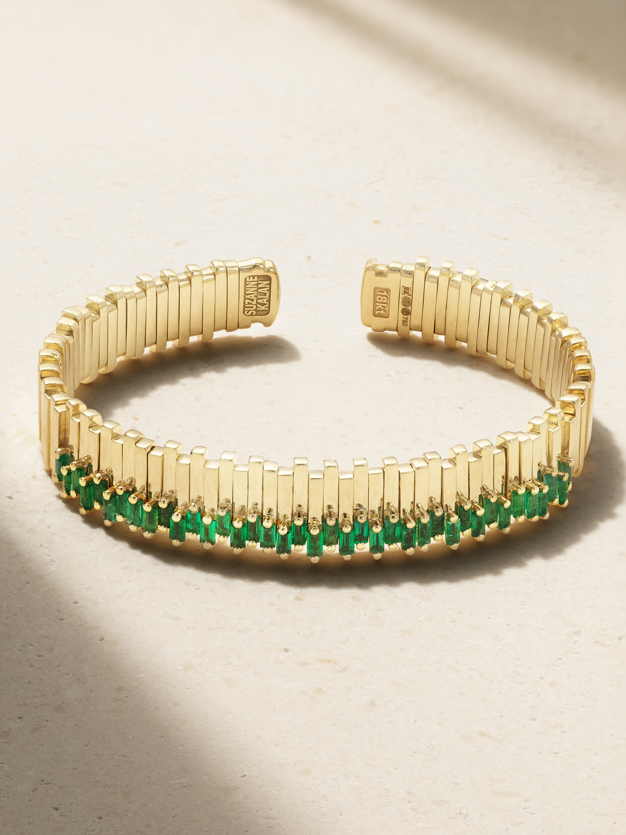 Suzanne Kalan - 18-karat Gold Emerald Bangle - One size