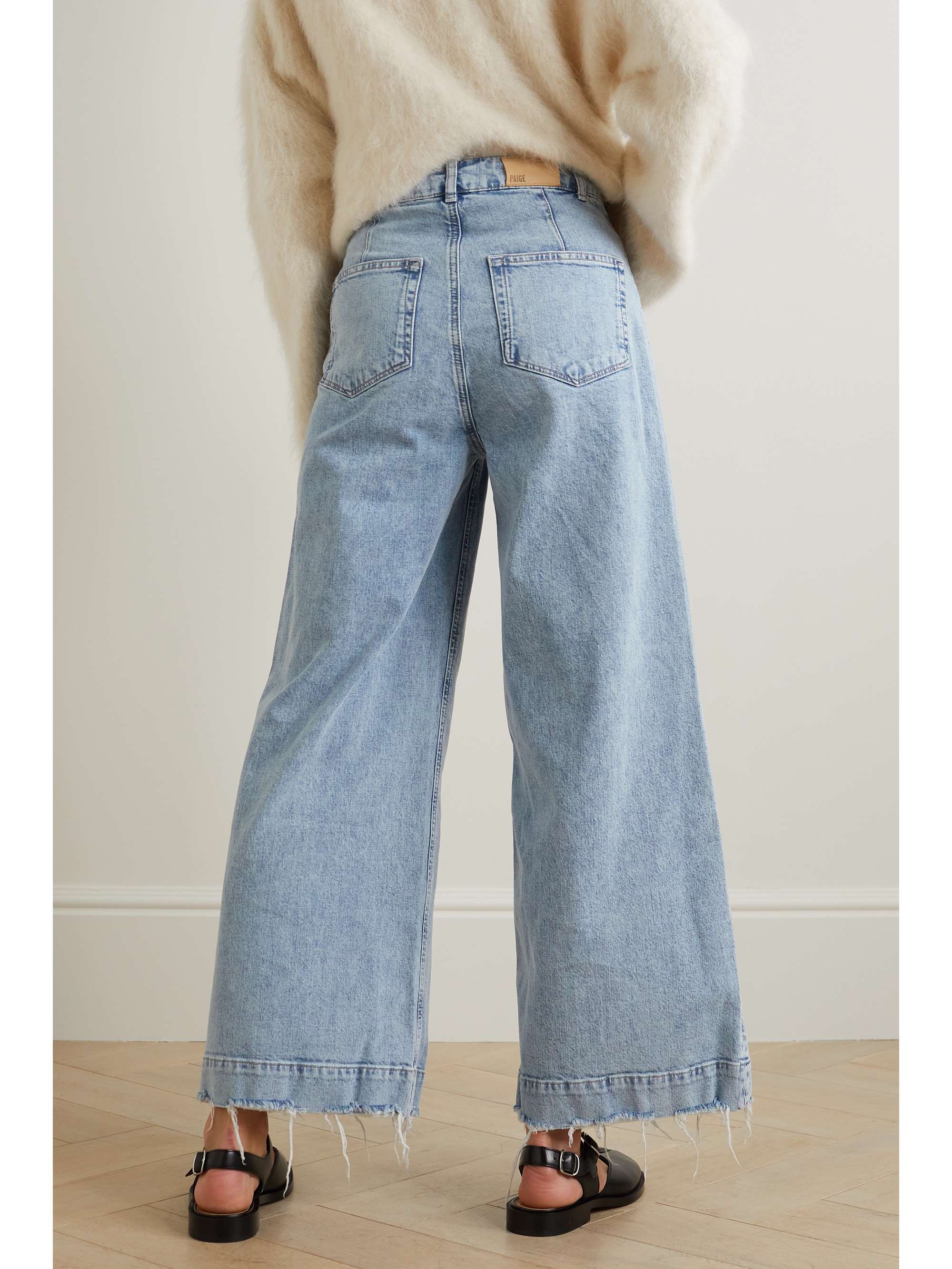 PAIGE Harper frayed high-rise wide-leg jeans