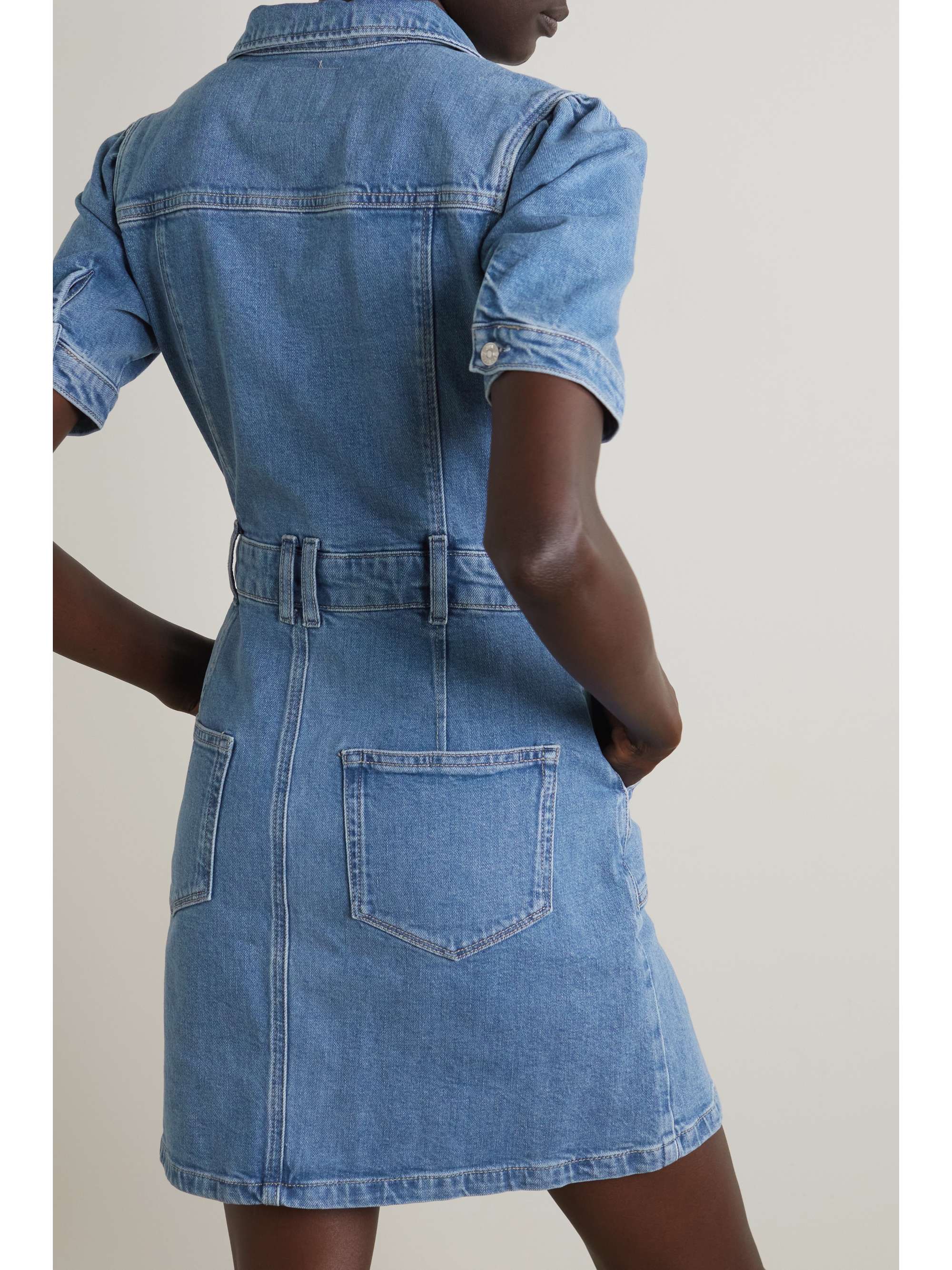 PAIGE Mayslie topstitched denim mini dress