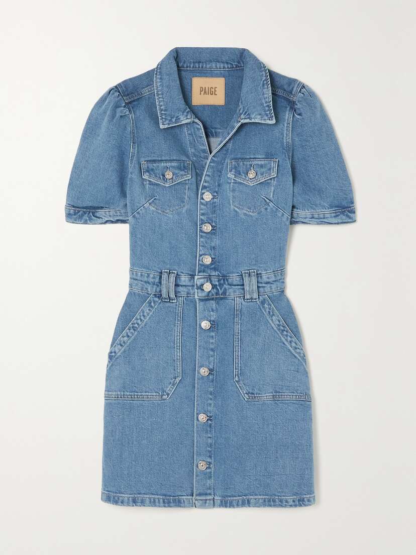 PAIGE Mayslie Topstitched Denim Mini Dress