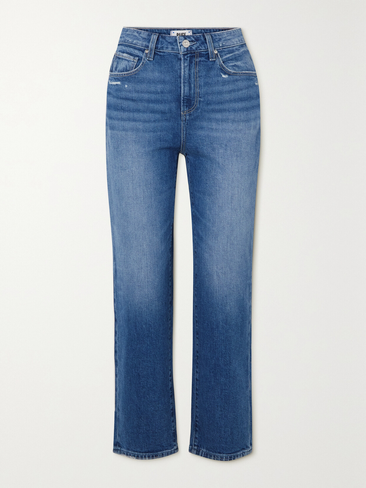 PAIGE - Sarah Cropped High-rise Straight-leg Jeans - Blue