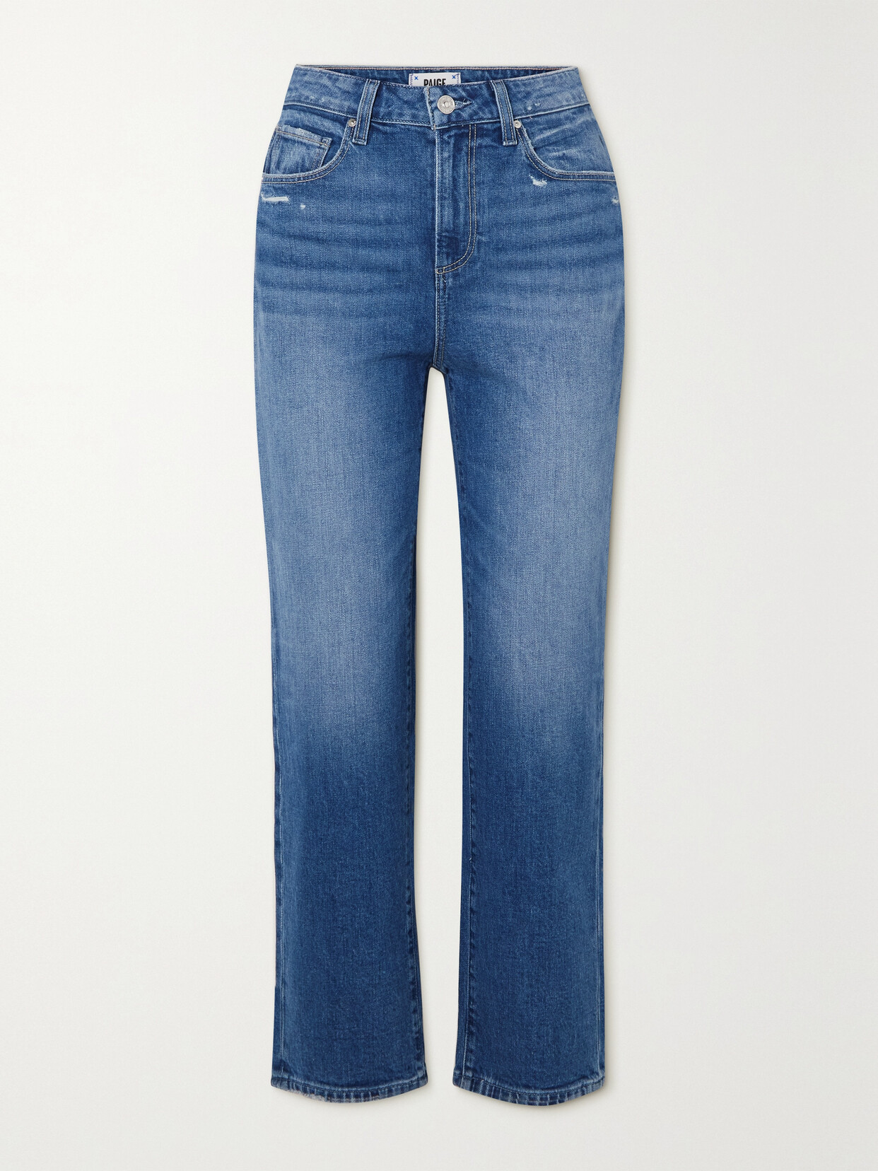 Paige Sarah Cropped High-rise Straight-leg Jeans In Blue