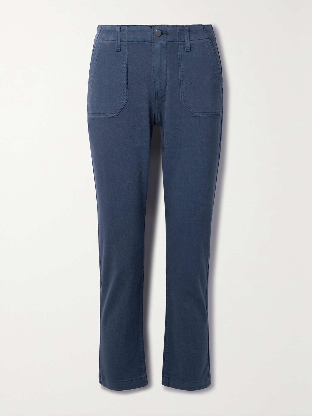 PAIGE - Mayslie Cropped Stretch Cotton-blend Straight-leg Pants - Blue