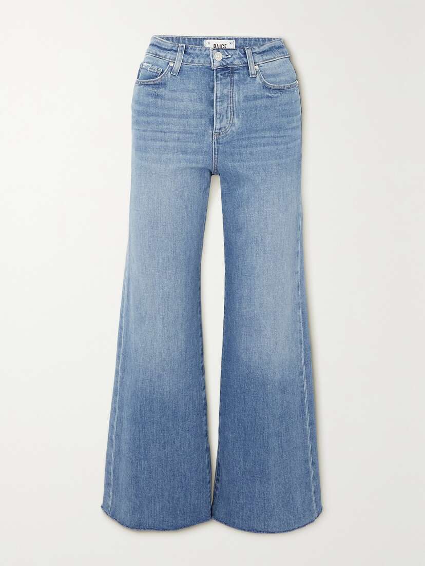 PAIGE Anessa Cropped Distressed High-rise Flared Jeans