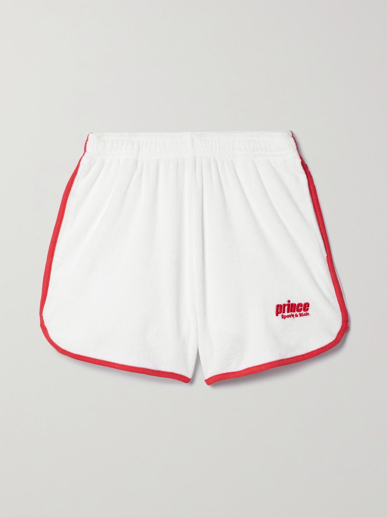 Sporty & Rich - + Prince Embroidered Cotton-terry Shorts - White