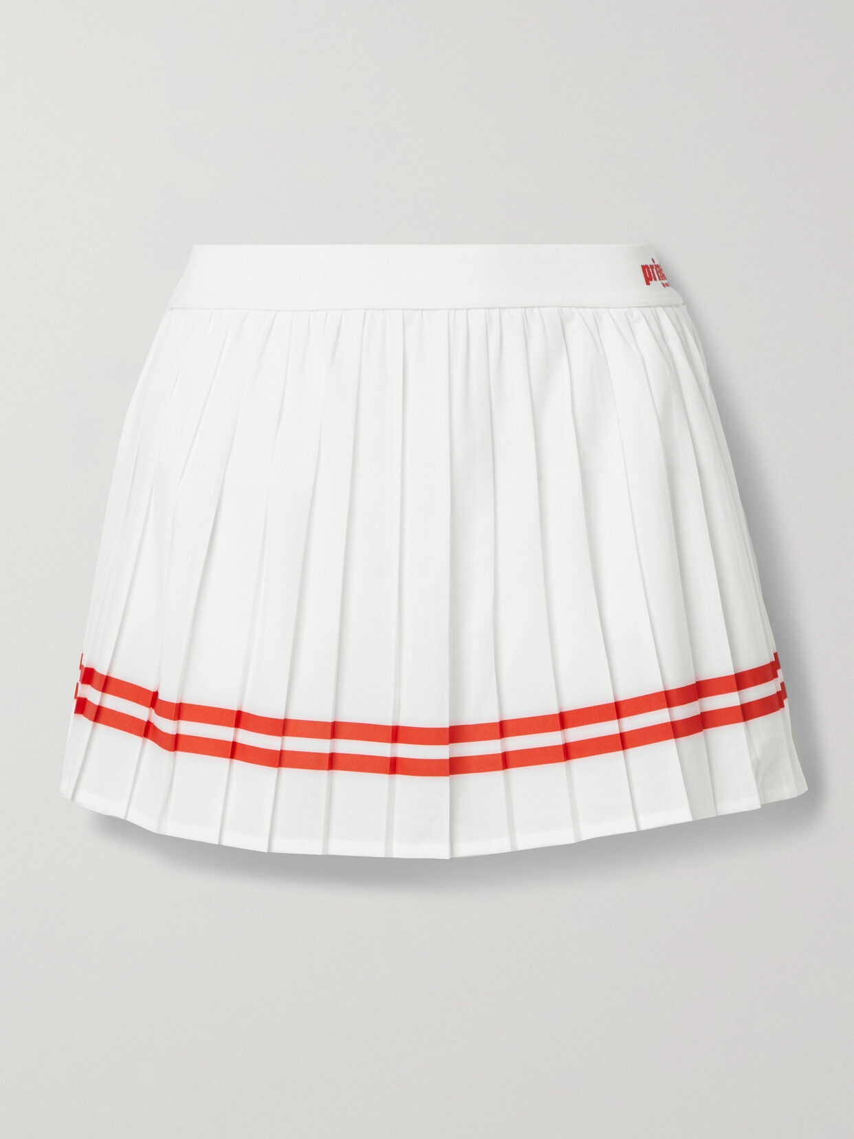 Shop Sporty And Rich + Prince Pleated Striped Stretch Tennis Skirt In White