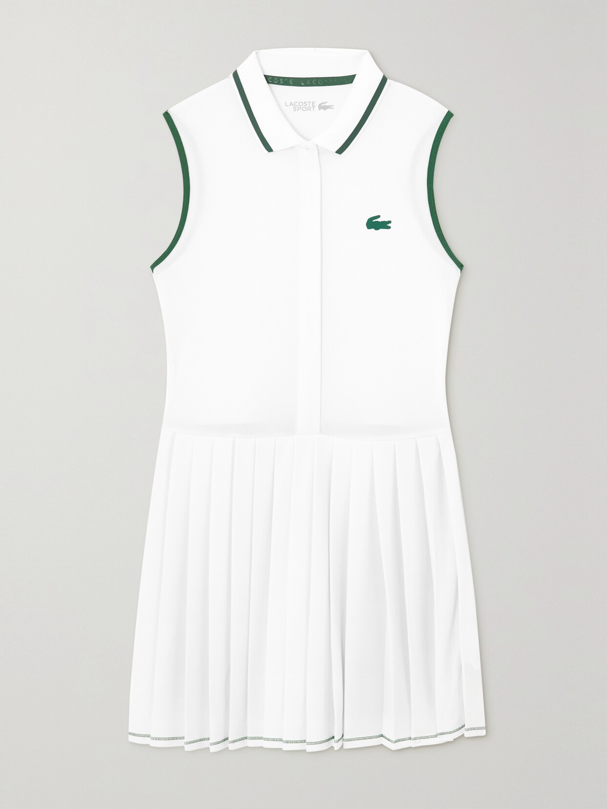 Lacoste - Appliquéd Pleated Piqué Tennis Dress - White