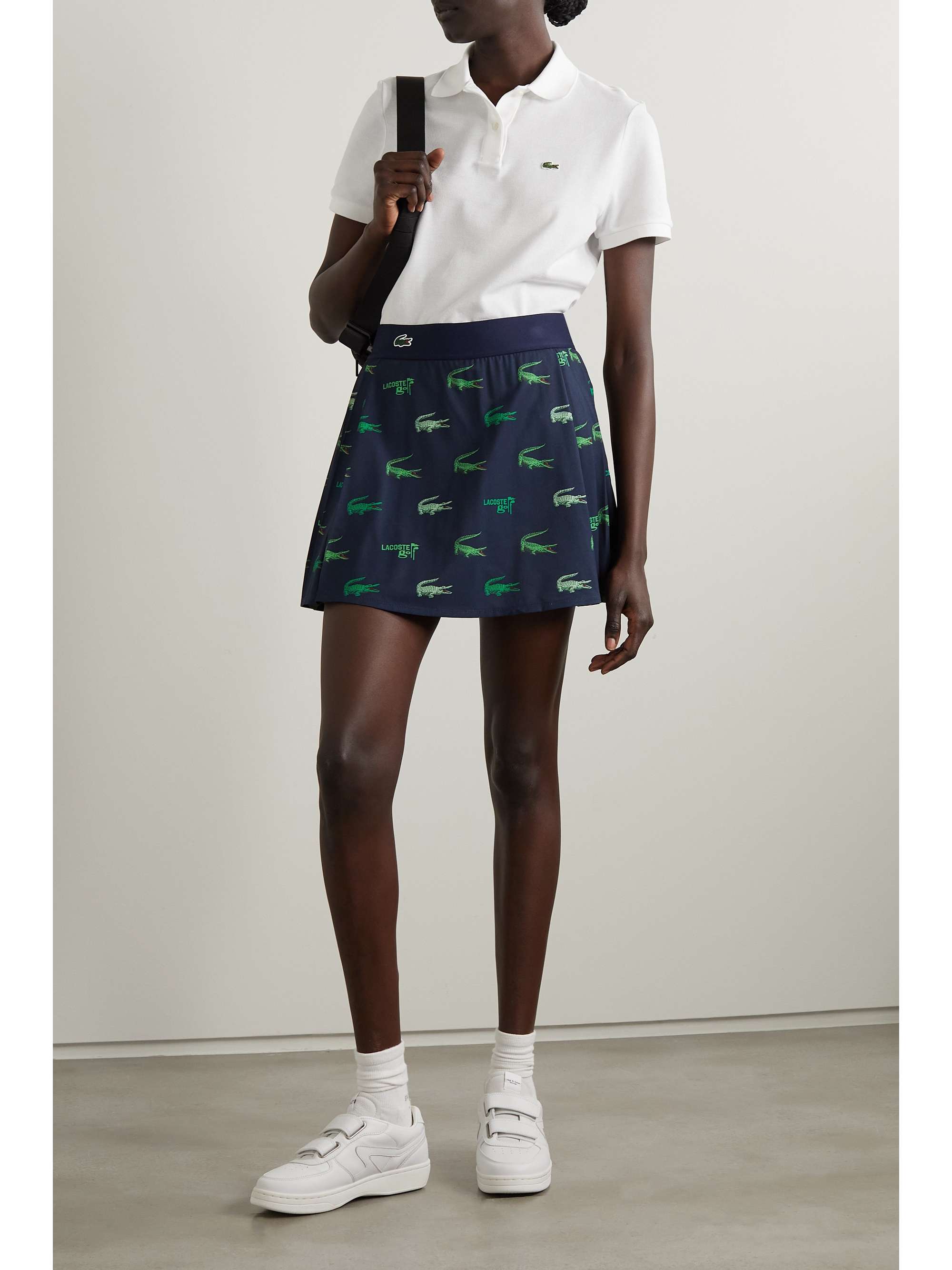 LACOSTE Printed stretch-jersey mini golf skirt