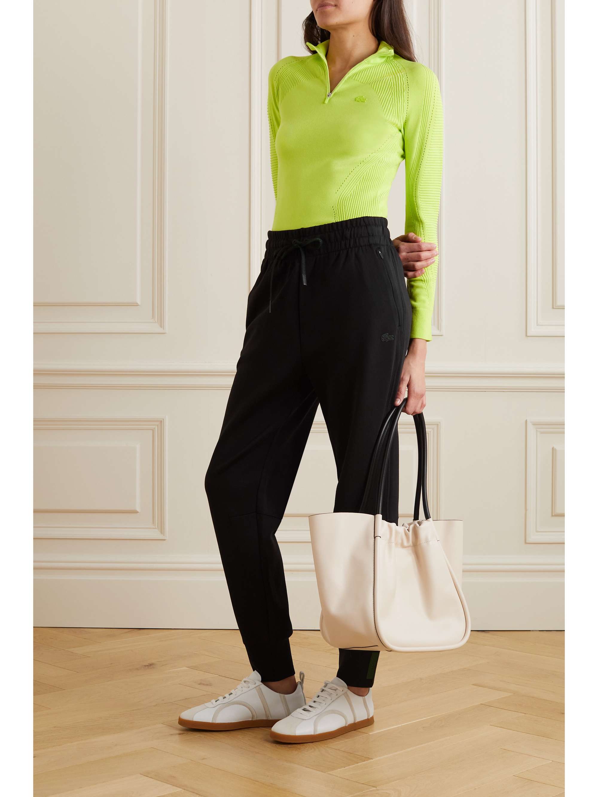 LACOSTE Cotton-blend jersey track pants