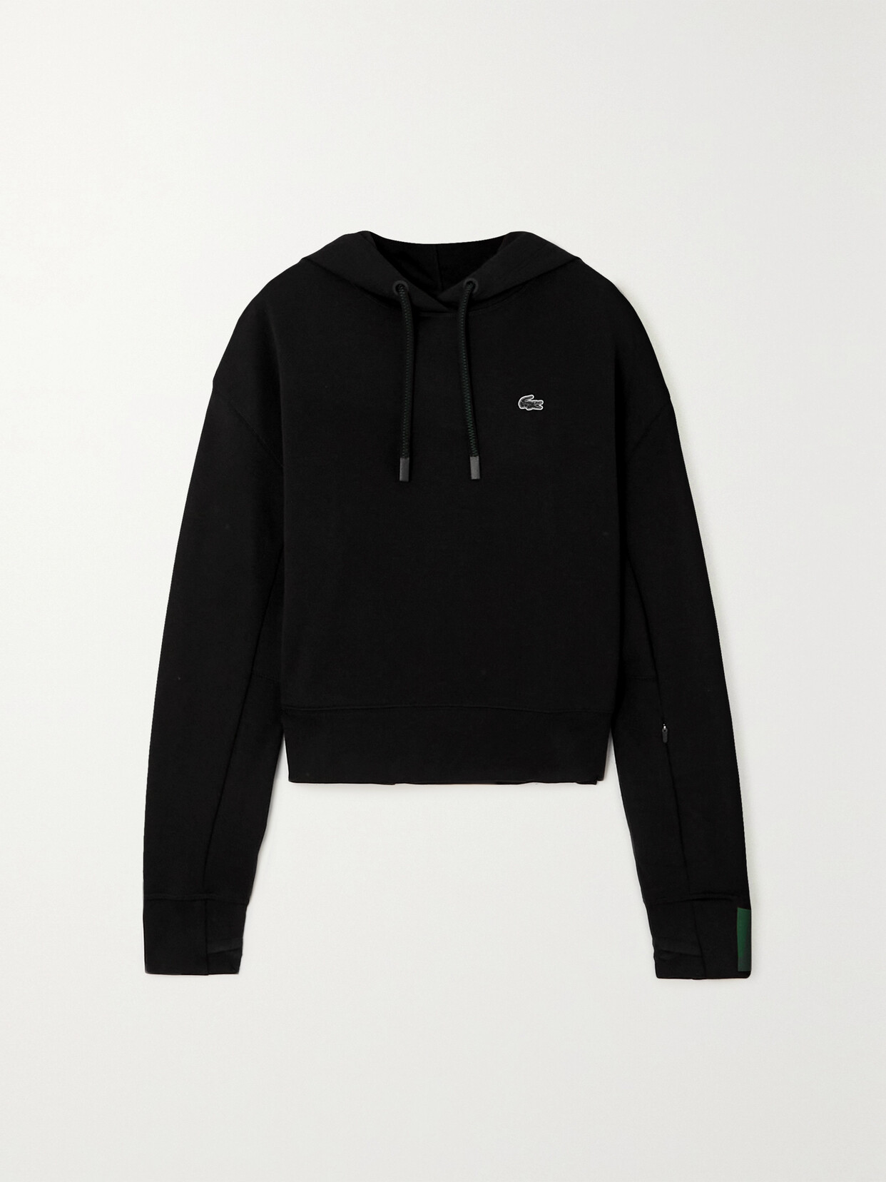 Lacoste - Appliquéd Printed Stretch Cotton-blend Jersey Hoodie - Black