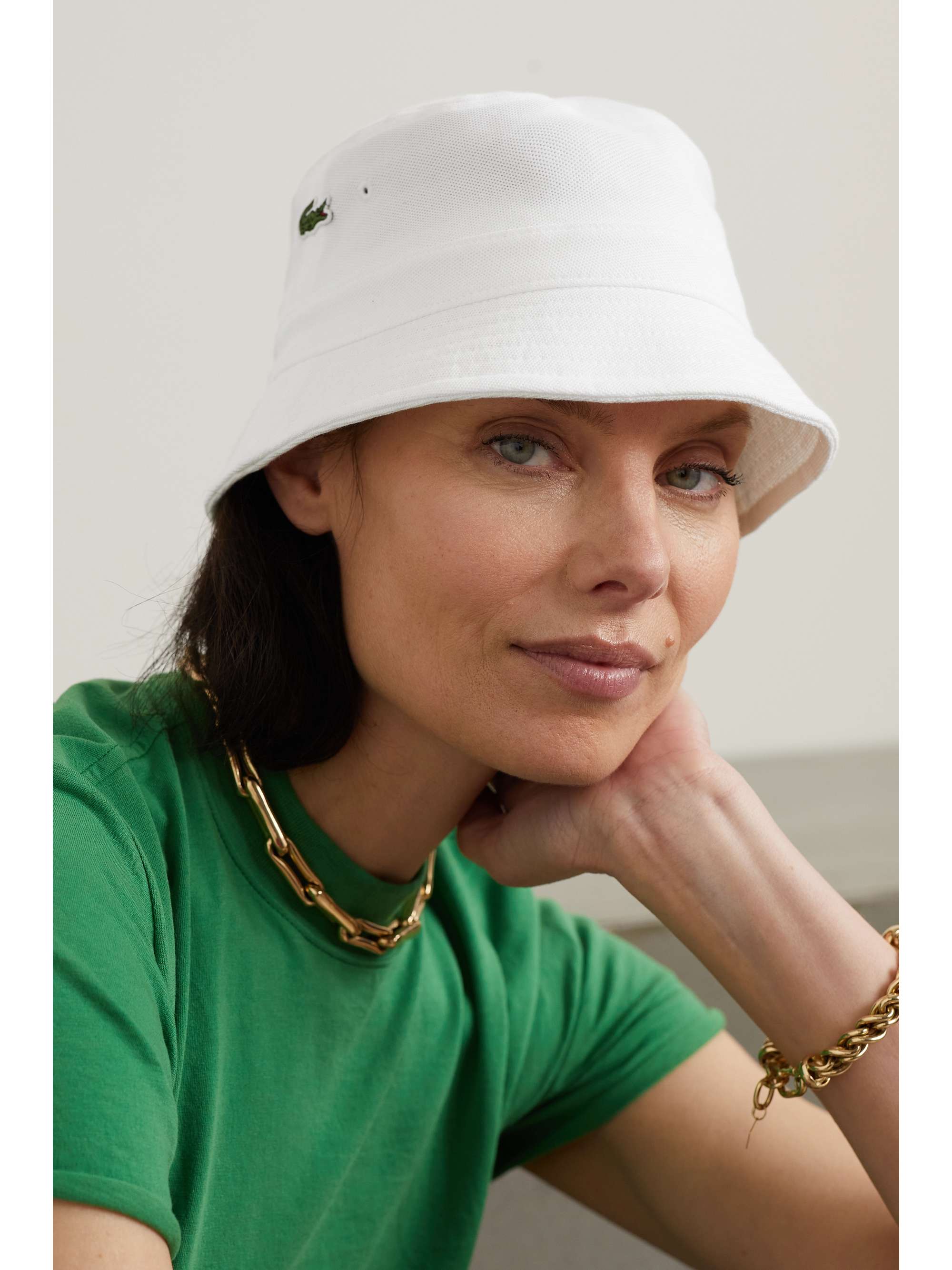 Rust Hollow broderi LACOSTE Appliquéd cotton-piqué bucket hat | NET-A-PORTER