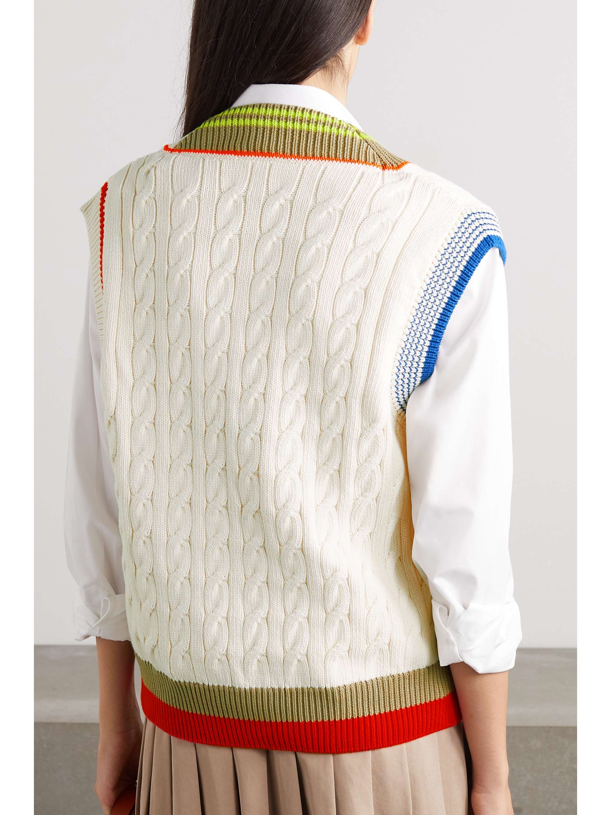 dybtgående Billedhugger fleksibel LACOSTE Striped cable-knit cotton vest | NET-A-PORTER