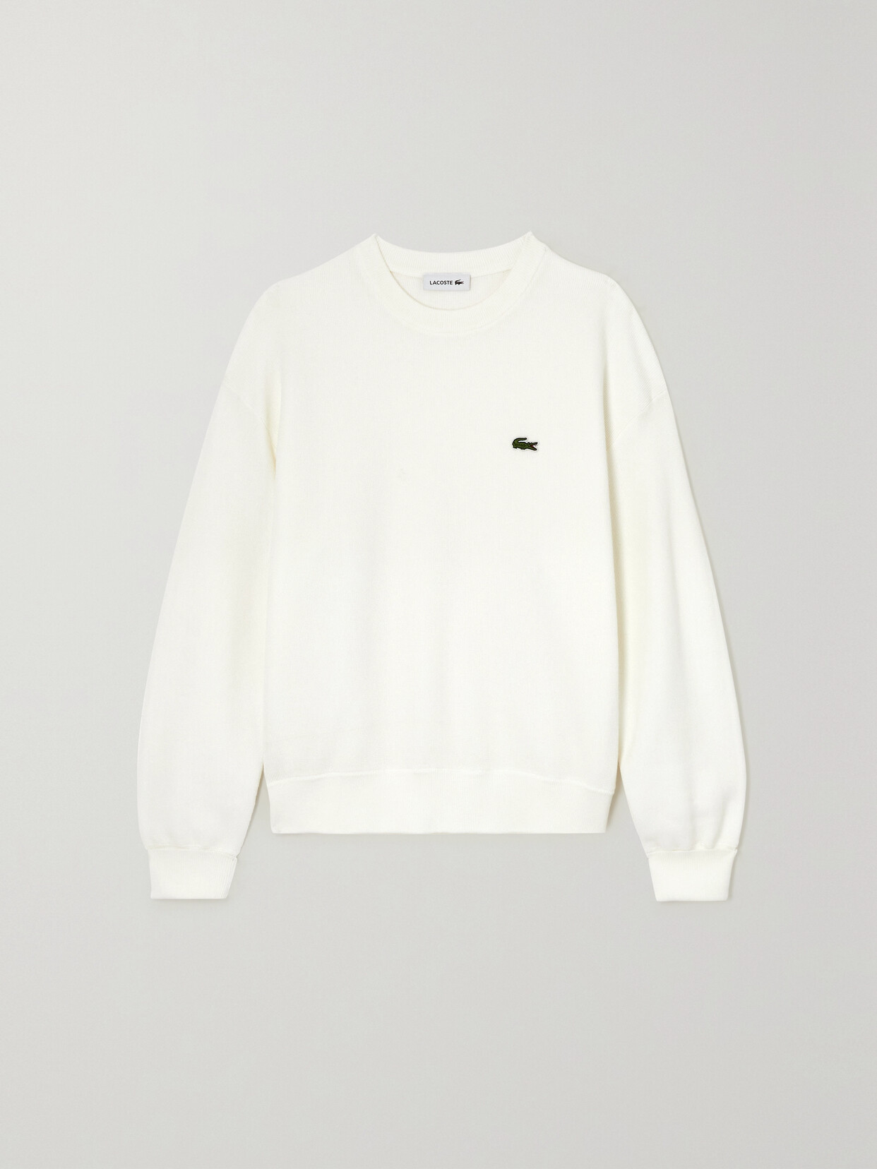 Lacoste - Appliquéd Cotton Sweater - Ecru