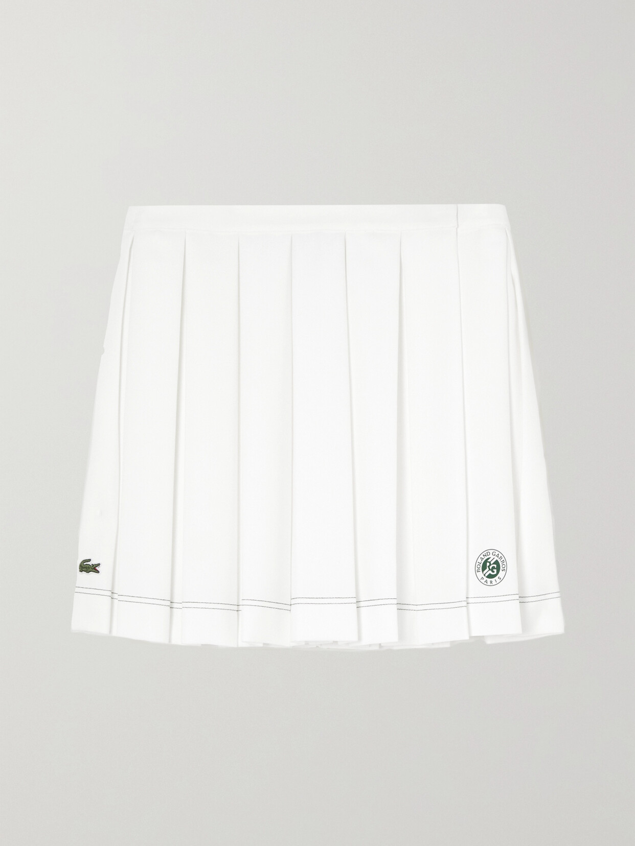 Lacoste - + Roland Garros Appliquéd Pleated Jersey Tennis Skirt - White