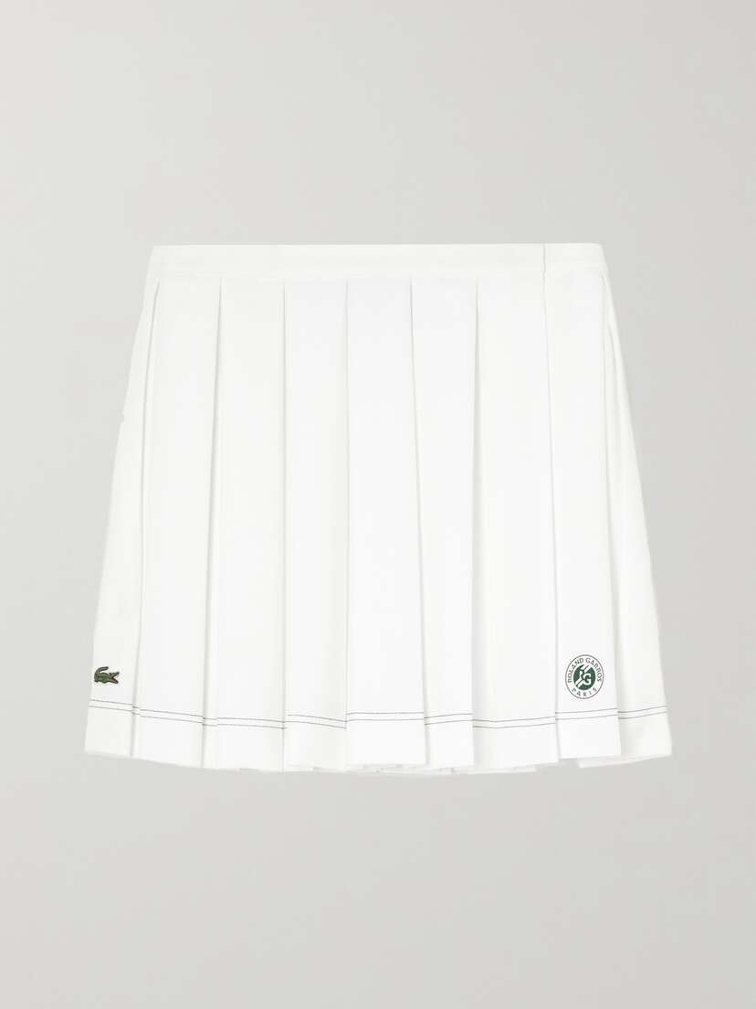 Lacoste + Roland Garros Appliquéd Pleated Jersey Tennis Skirt - x large