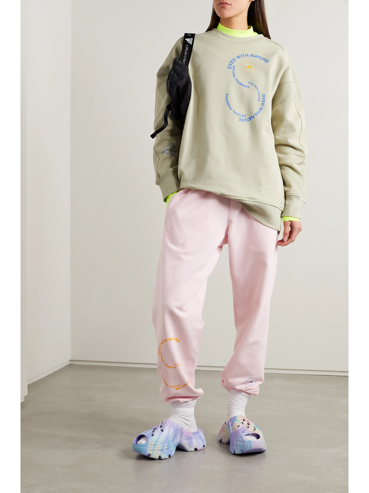Adidas By Stella Mccartney Printed Organic Cotton-jersey Sweatshirt In Green