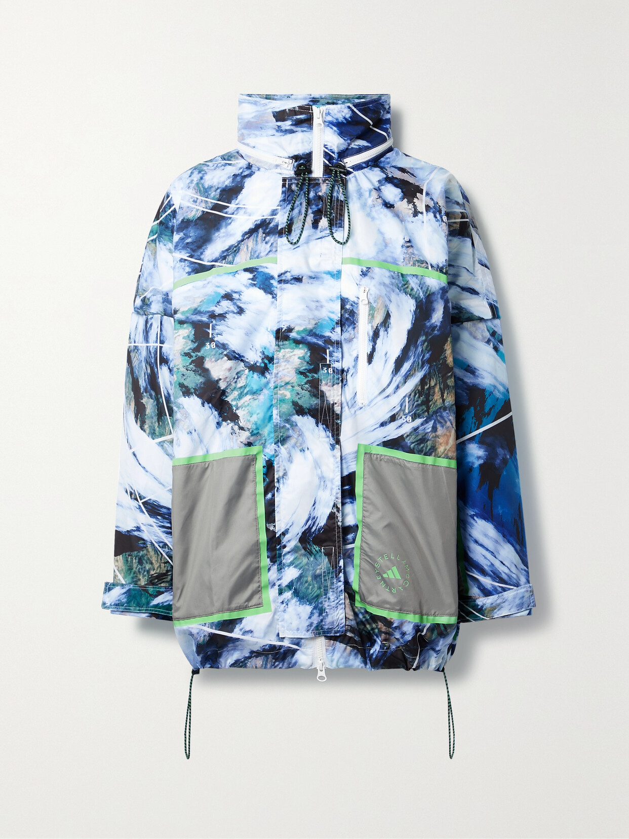 adidas by Stella McCartney - Truenature Convertible Printed Recycled-ripstop Jacket - Blue