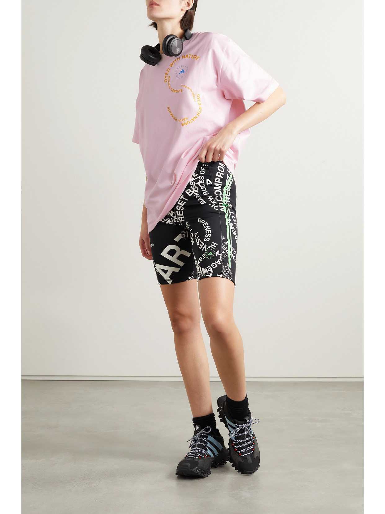 Shop Adidas By Stella Mccartney Oversized Printed Organic Cotton-jersey T-shirt In Pink