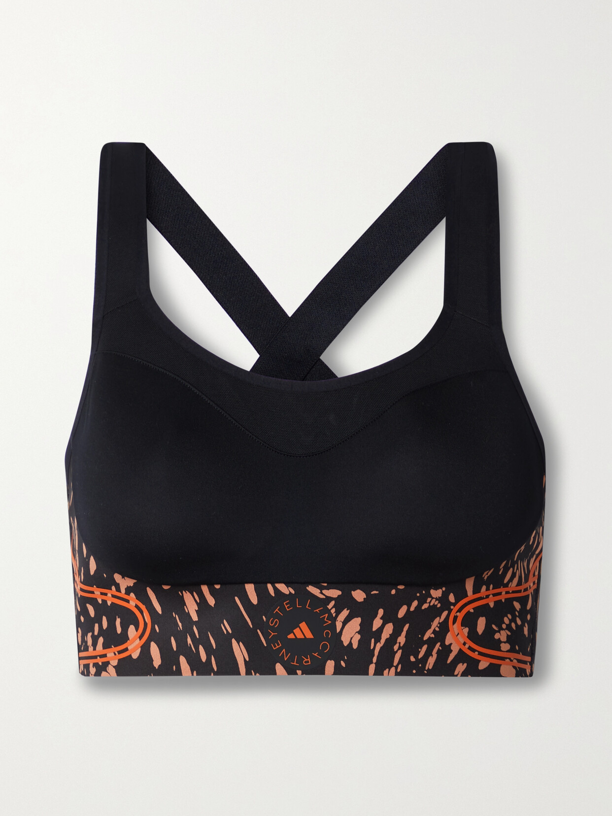 adidas by Stella McCartney - Printed Stretch Recycled Sports Bra - Black