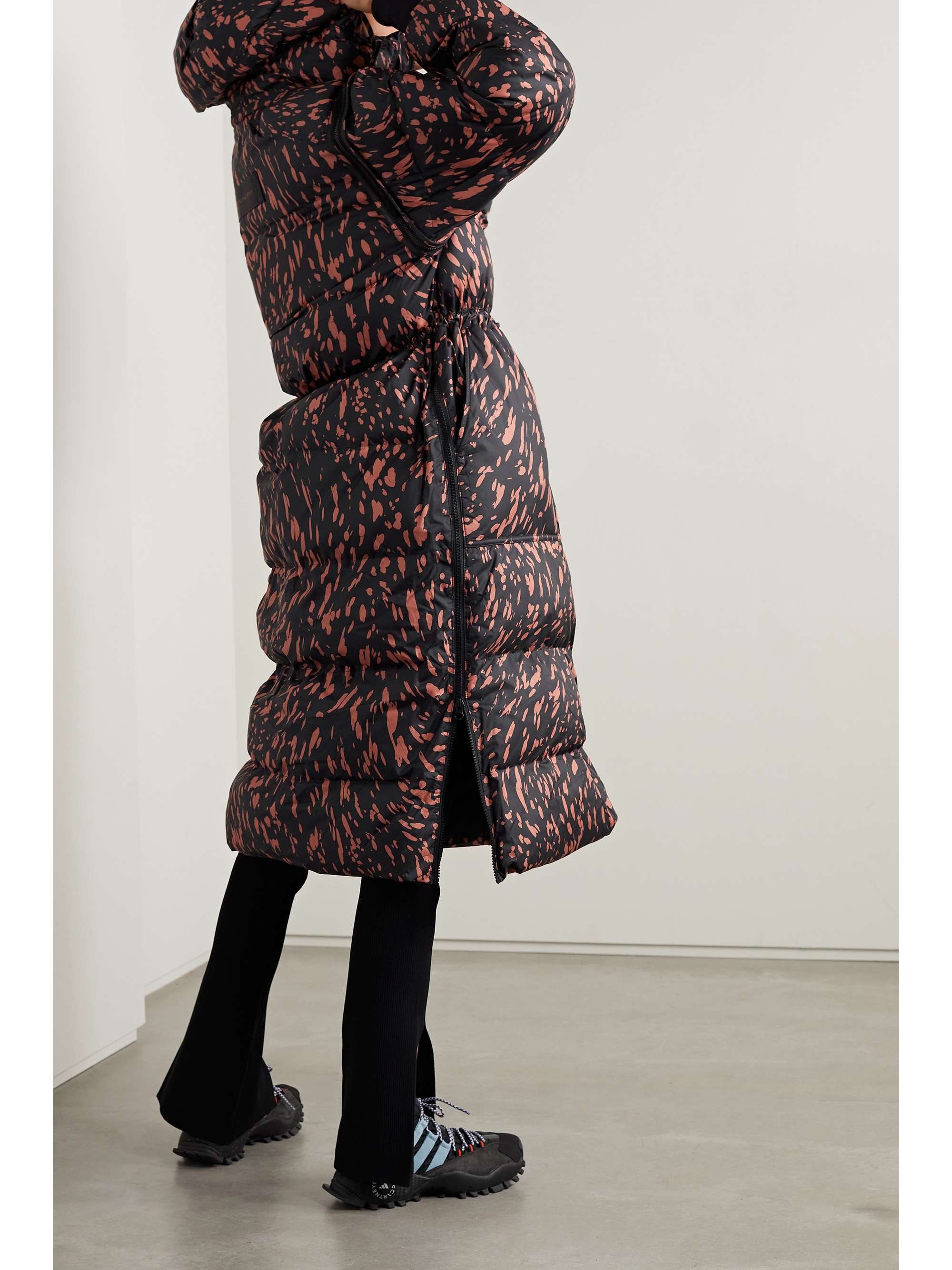 ADIDAS BY STELLA MCCARTNEY Convertible hooded padded quilted printed recycled-shell coat