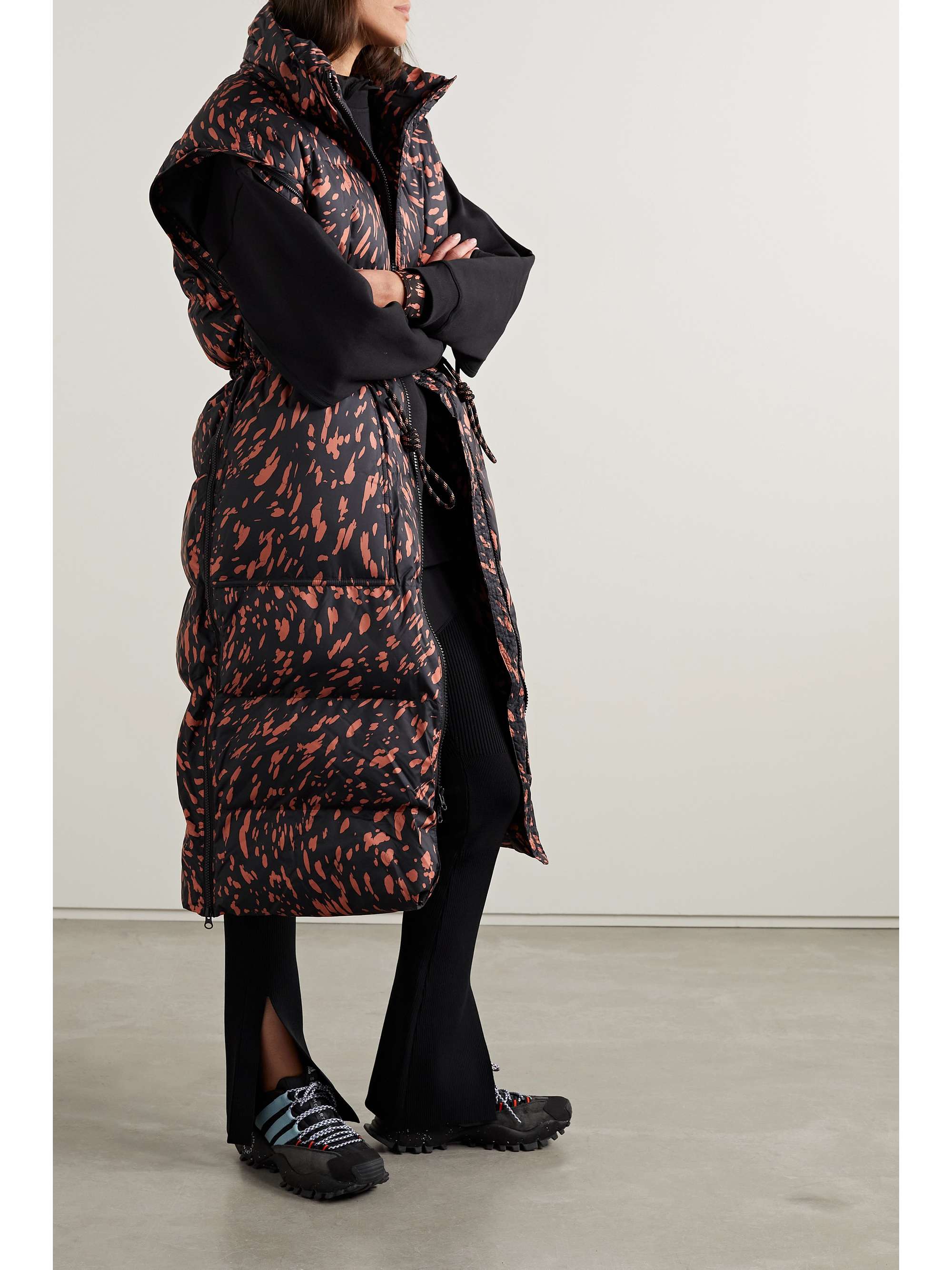 ADIDAS BY STELLA MCCARTNEY Convertible hooded padded quilted printed recycled-shell coat