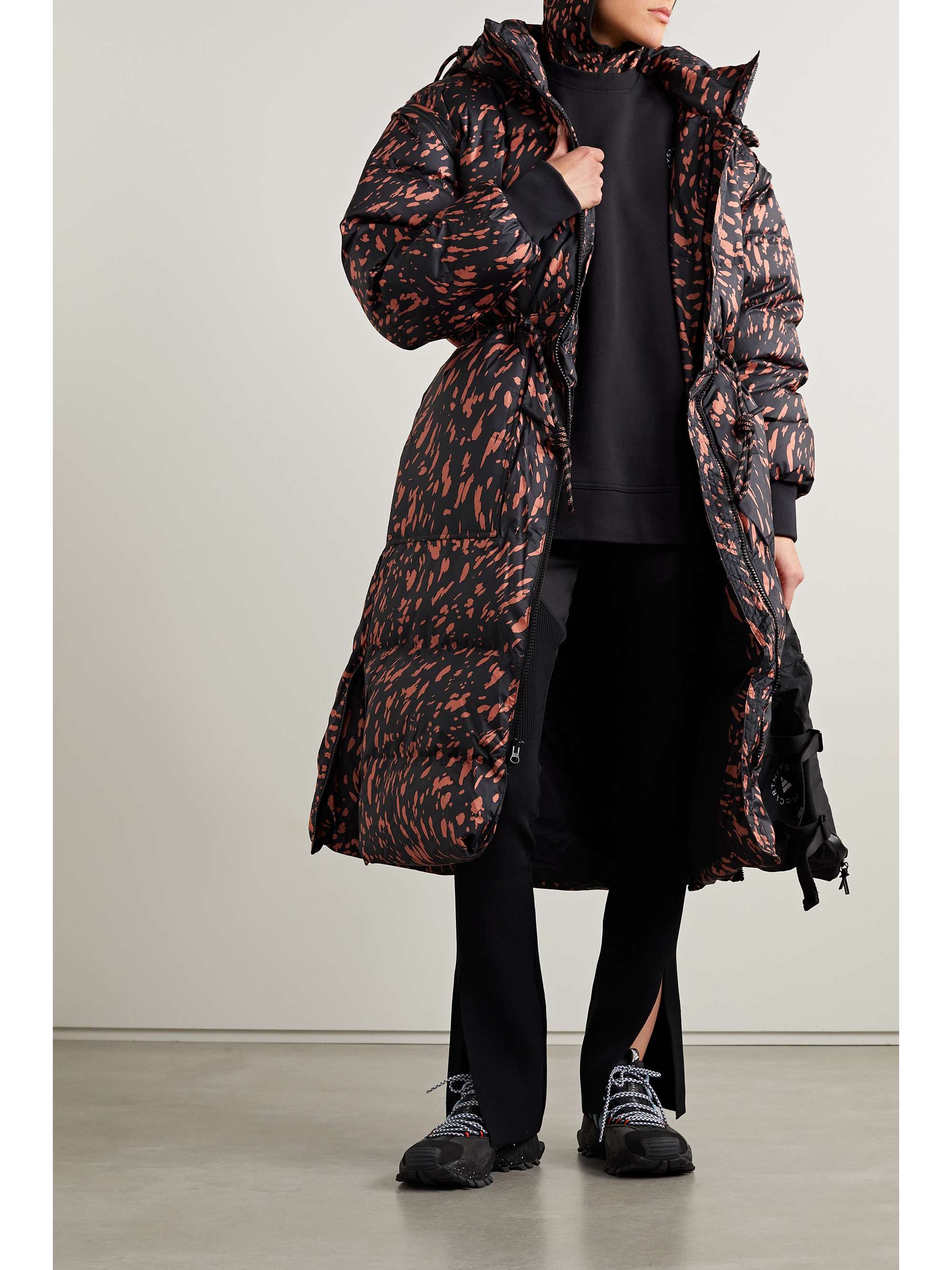 ADIDAS BY STELLA MCCARTNEY Convertible hooded padded quilted printed recycled-shell coat