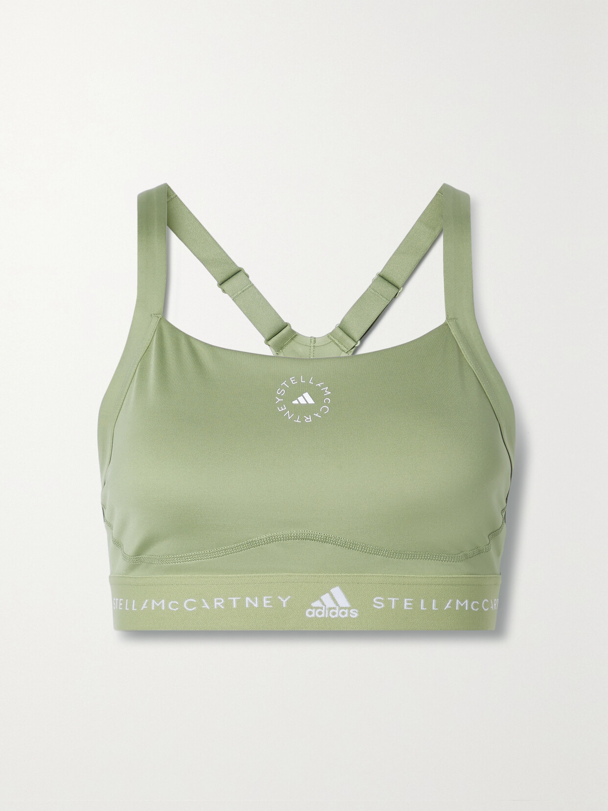 adidas by Stella McCartney - Truepurpose Printed Stretch Recycled Sports Bra - Green