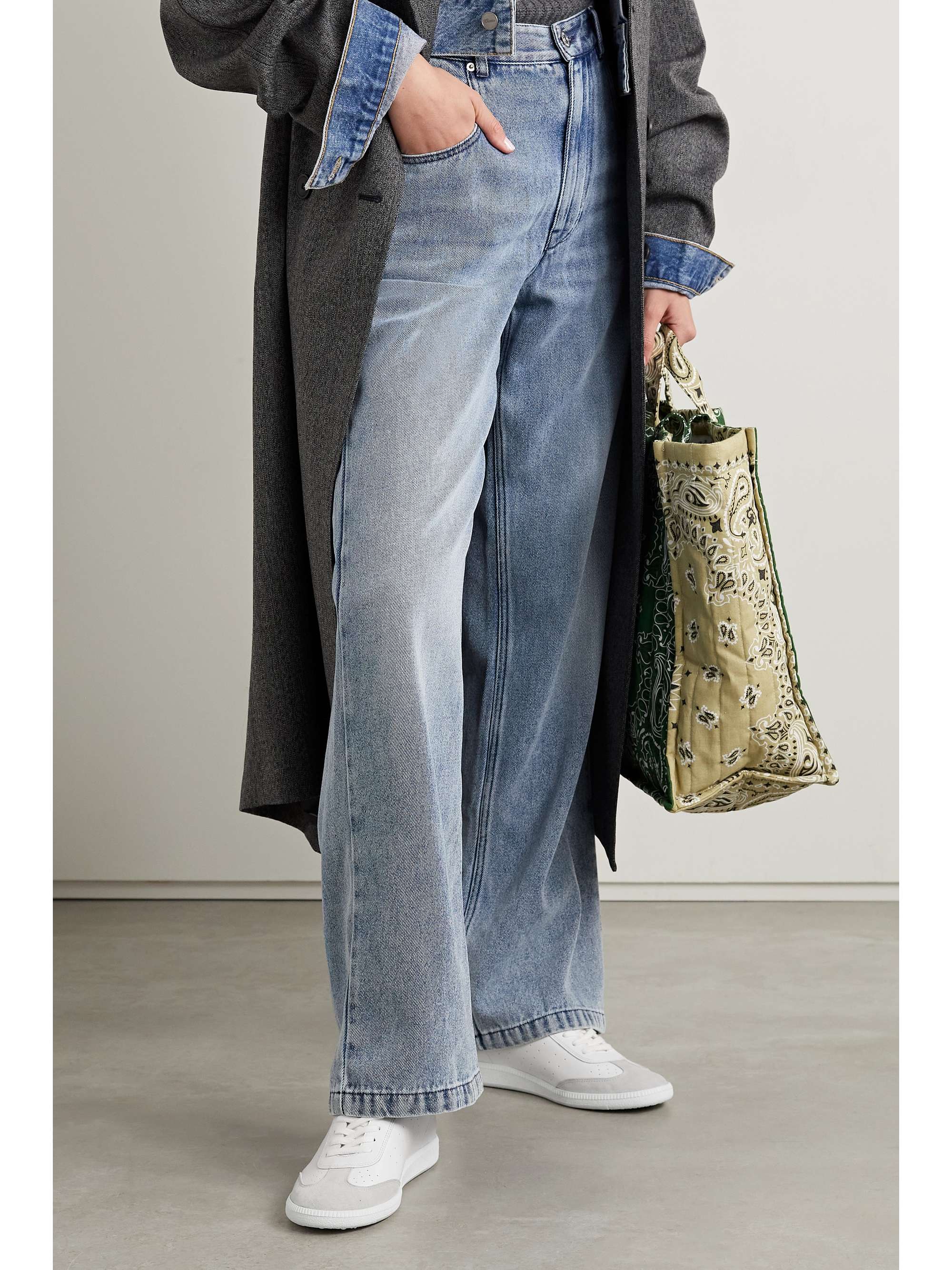ISABEL MARANT Baskets en cuir perforé à finitions en daim et métallisées Bryce
