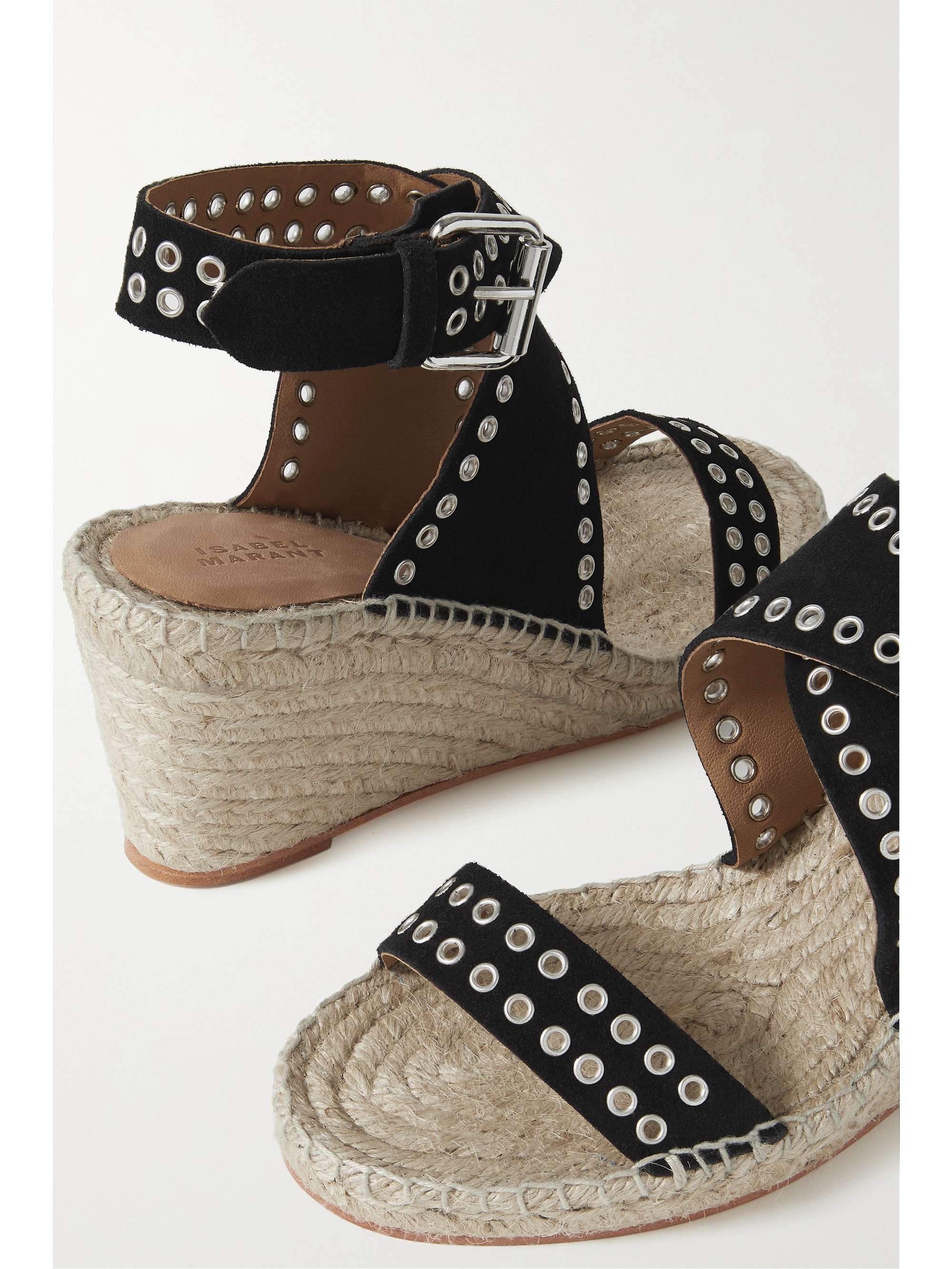ISABEL MARANT Iriane embellished suede wedge espadrilles