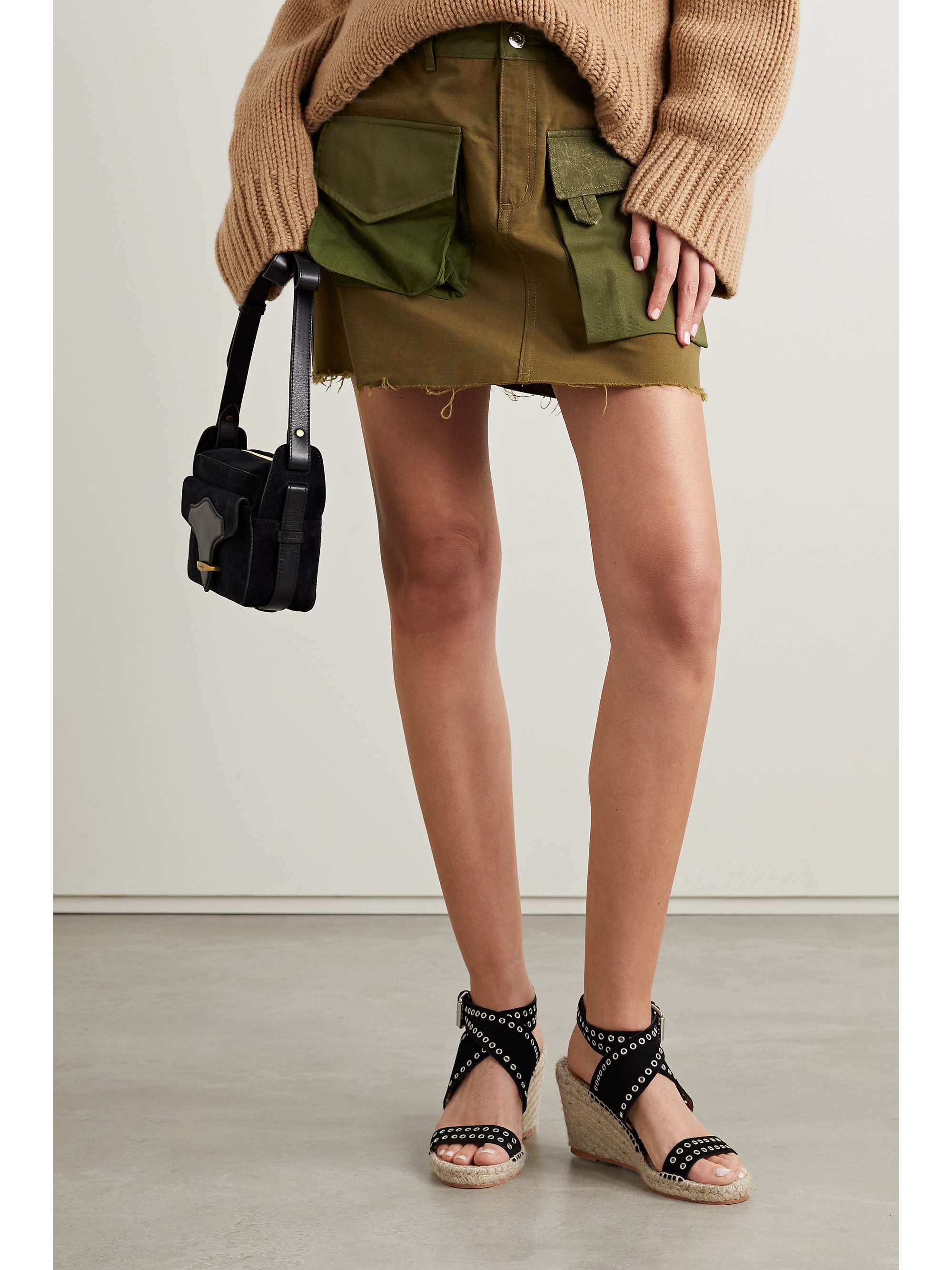 ISABEL MARANT Iriane embellished suede wedge espadrilles