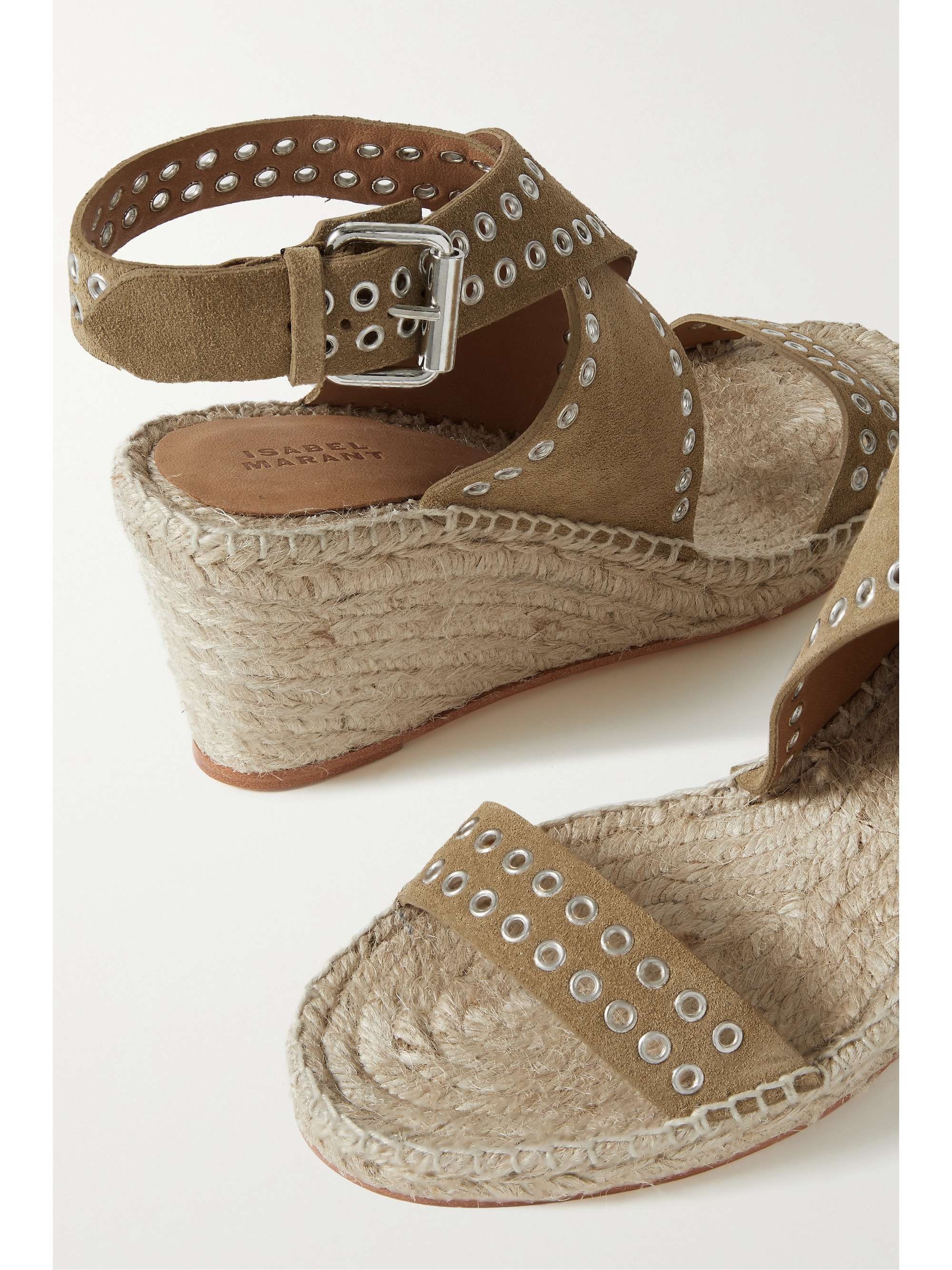 ISABEL MARANT Iriane embellished suede wedge espadrilles
