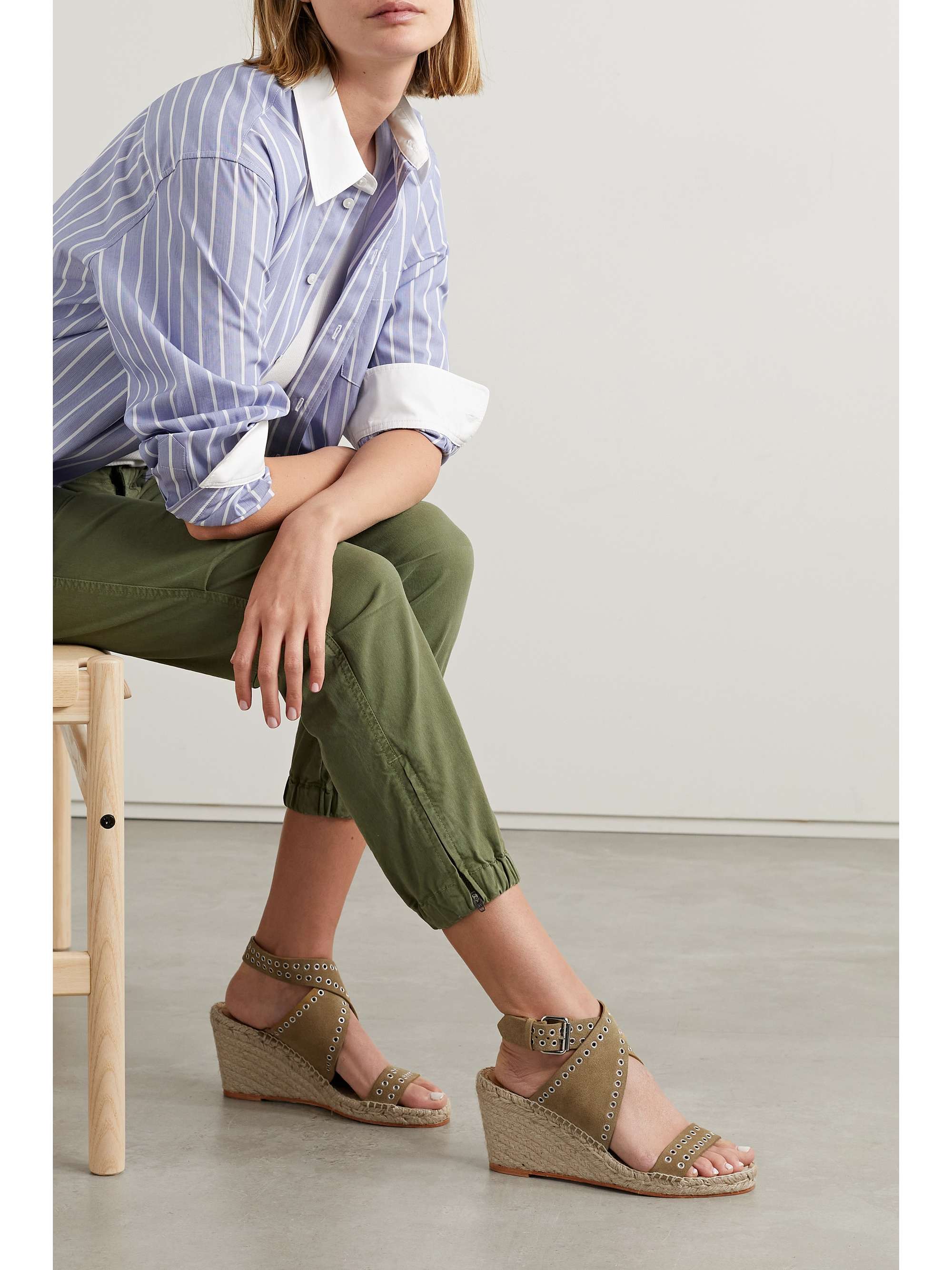 ISABEL MARANT Iriane embellished suede wedge espadrilles