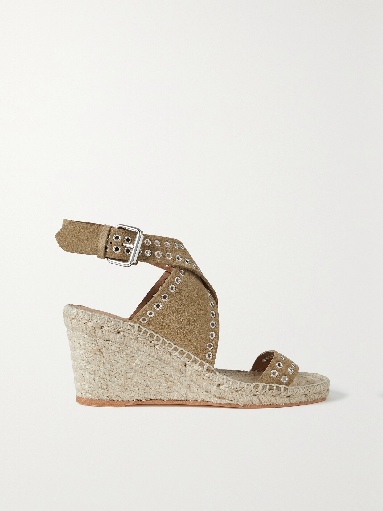 Isabel Marant - Iriane Embellished Suede Wedge Espadrilles - Neutrals