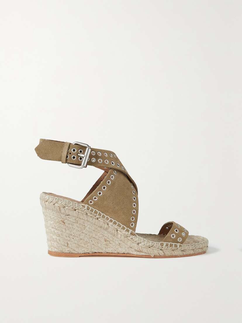 Isabel Marant Iriane Embellished Suede Wedge Espadrilles