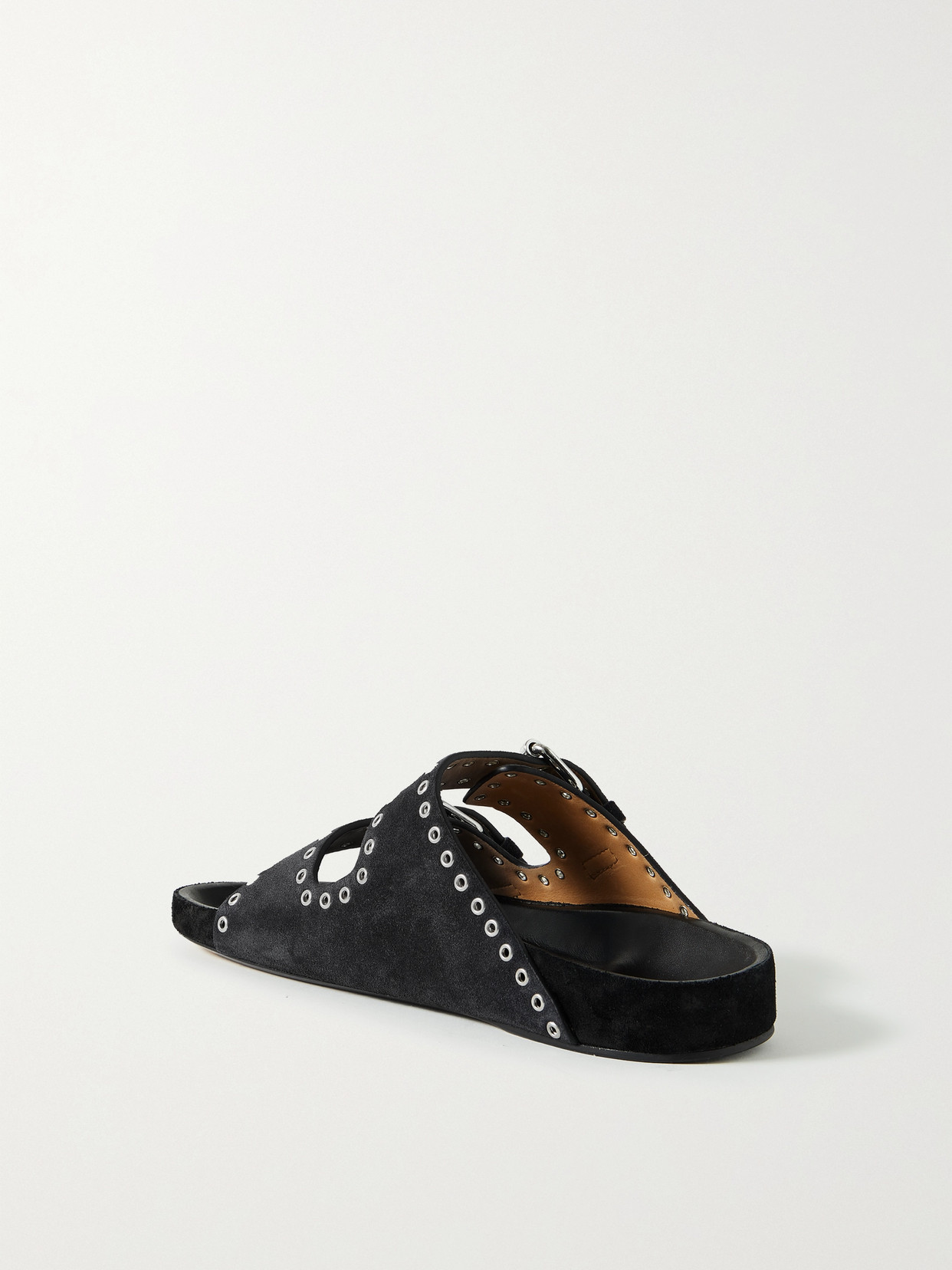 Shop Isabel Marant Lennyo Studded Leather Slides In Black